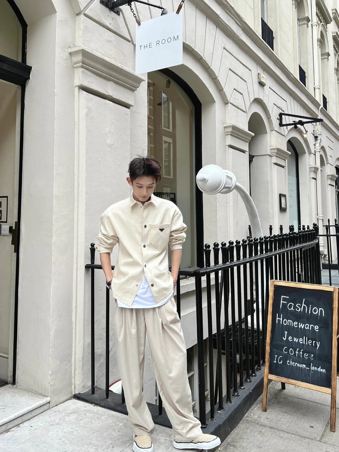 RD-C329 · Beige Dirty-Dyed Denim Overshirt showcase view 15