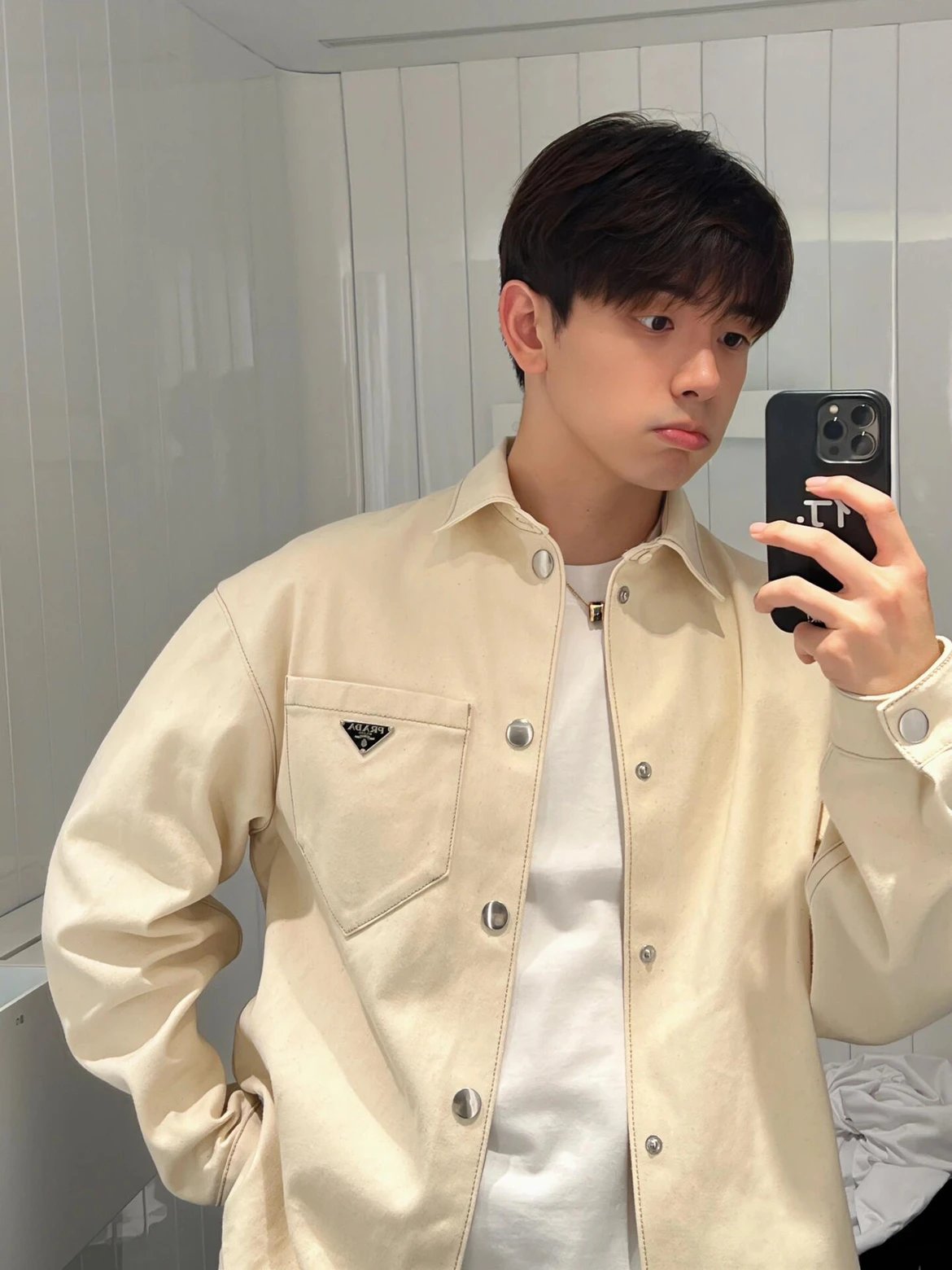 RD-C329 · Beige Dirty-Dyed Denim Overshirt showcase view 16