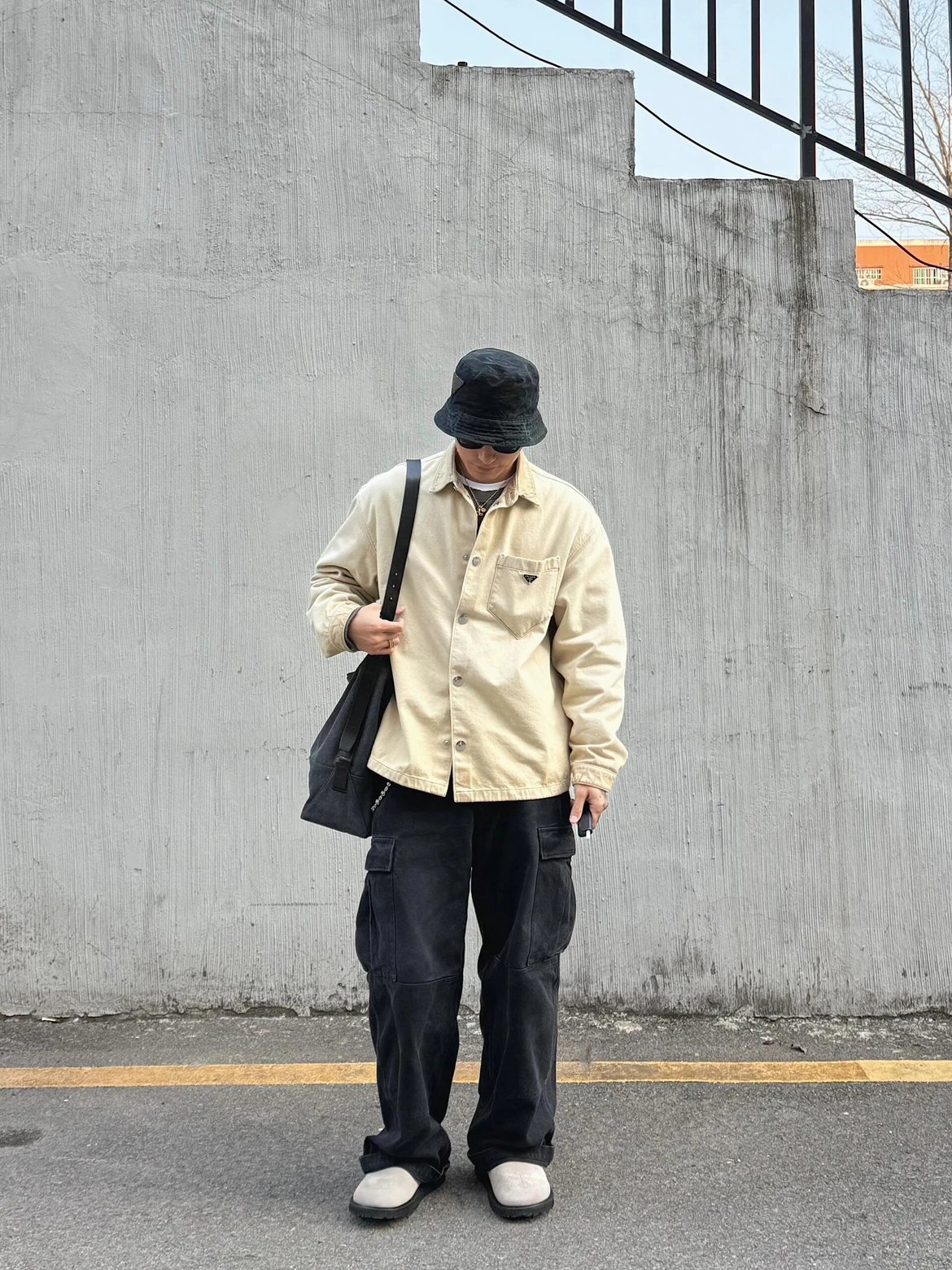 RD-C329 · Beige Dirty-Dyed Denim Overshirt showcase view 18