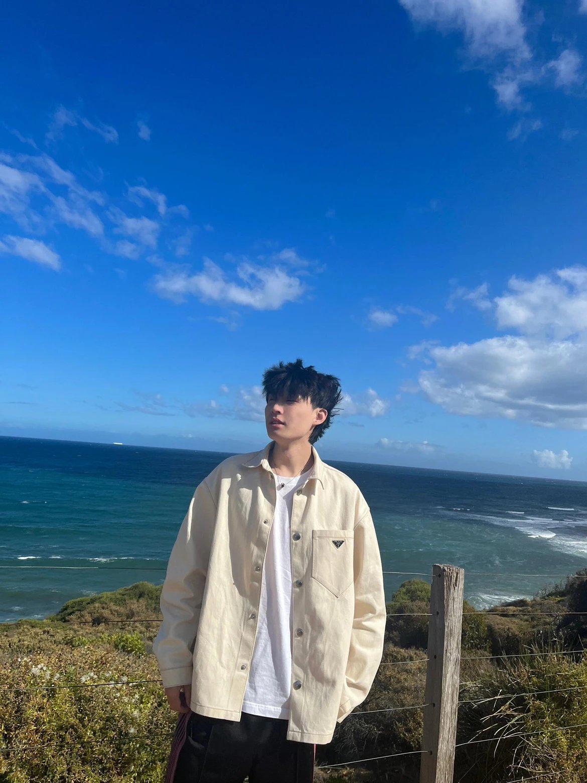 RD-C329 · Beige Dirty-Dyed Denim Overshirt showcase view 17