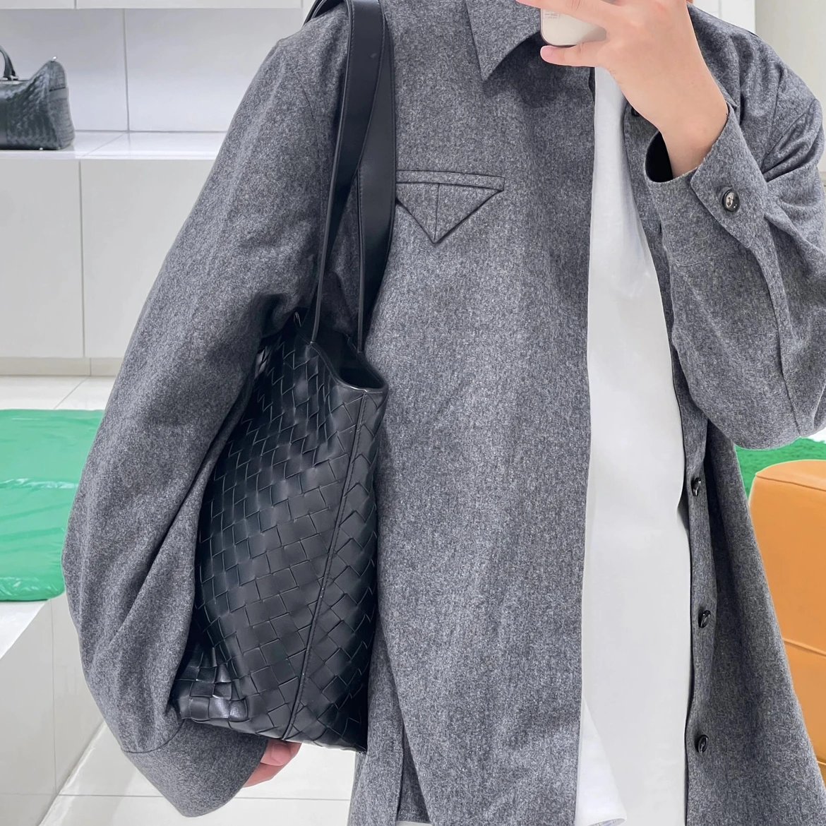RD-C330 · Grey Wool Mélange Shirt Jacket showcase view 1