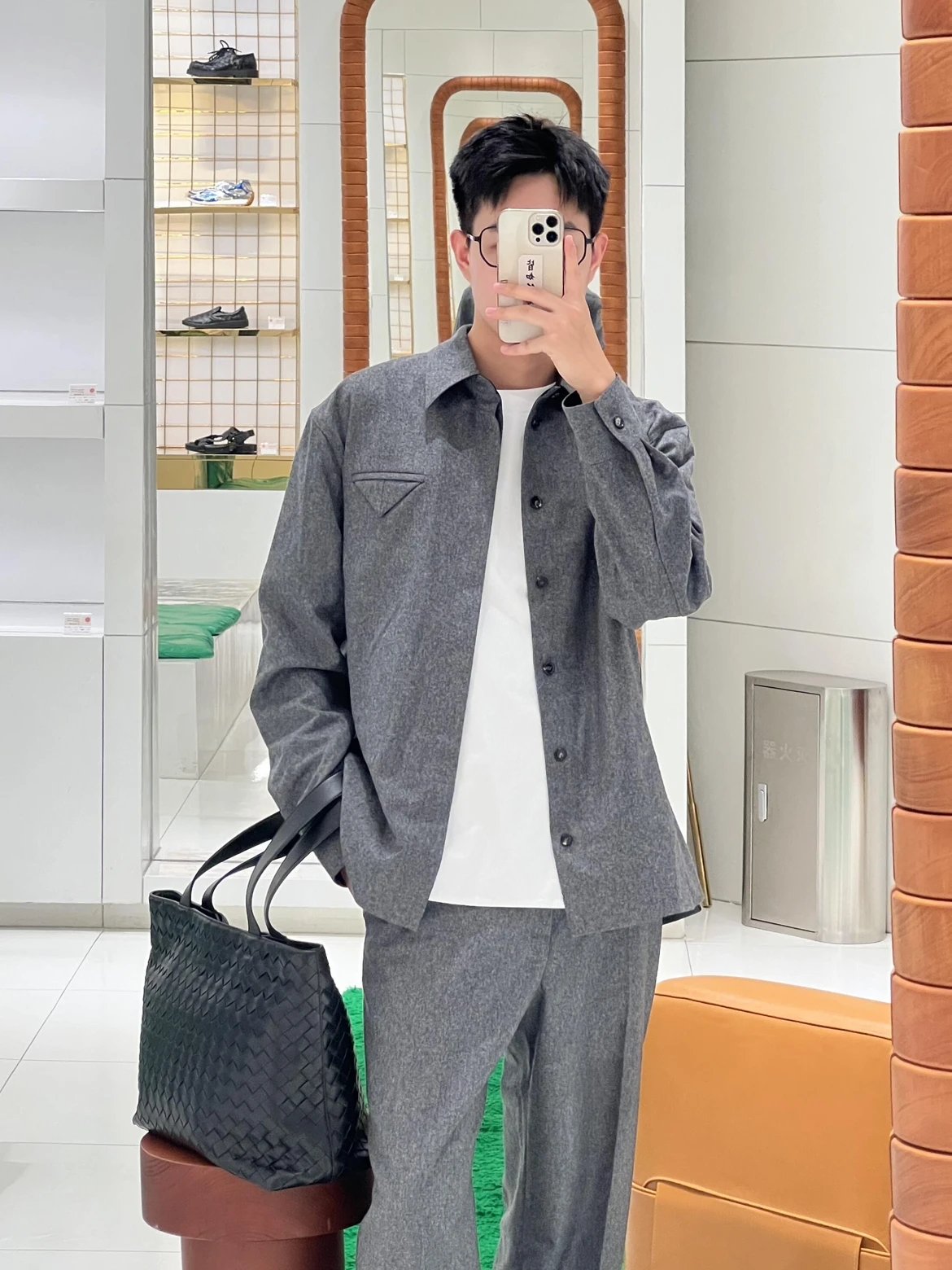 RD-C330 · Grey Wool Mélange Shirt Jacket showcase view 2