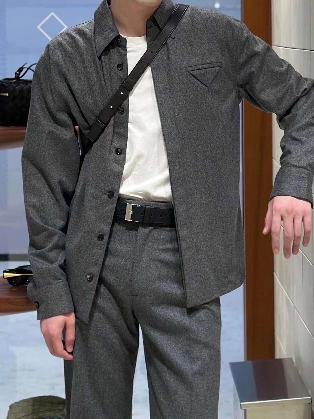 RD-C330 · Grey Wool Mélange Shirt Jacket showcase view 3