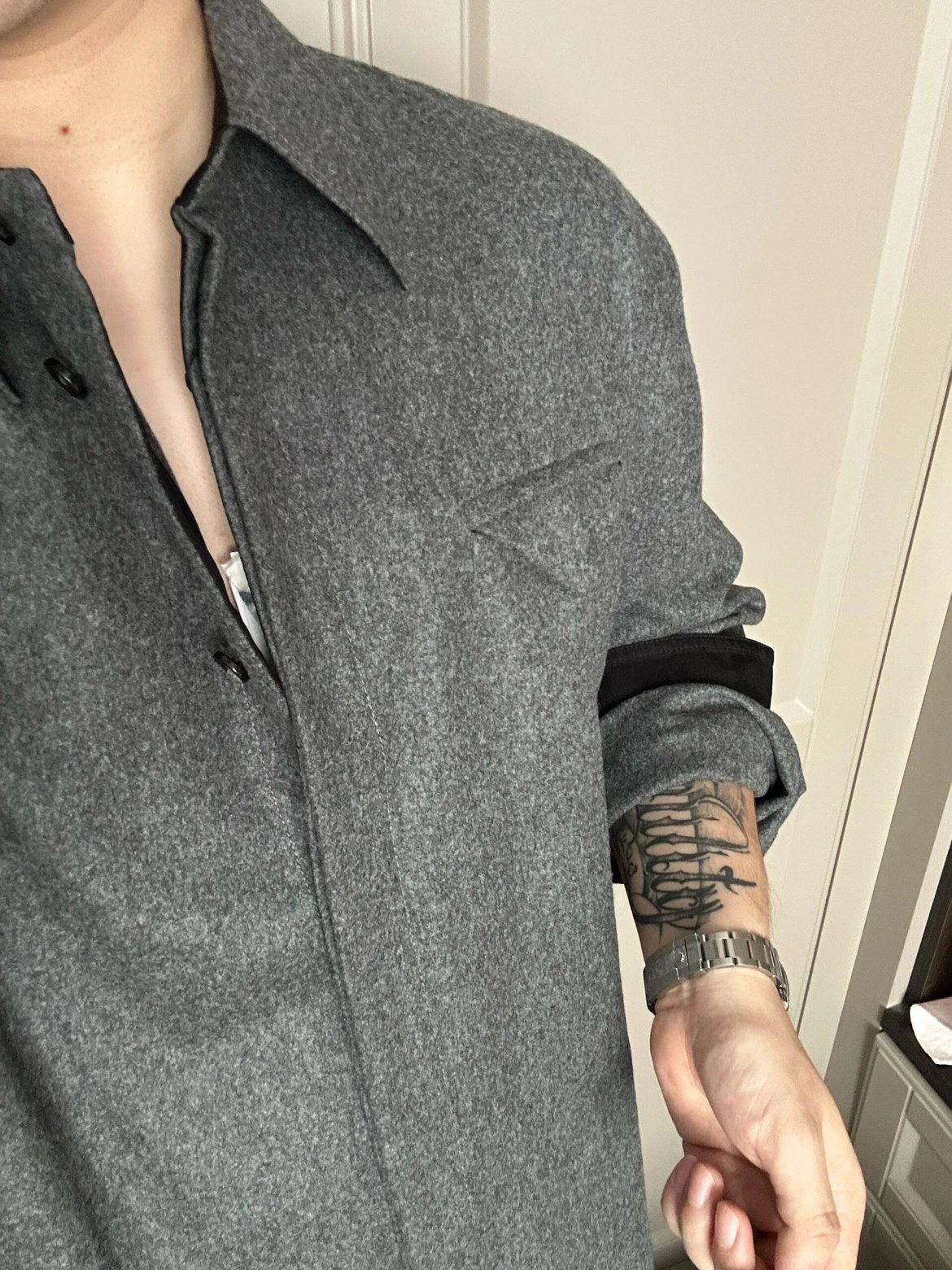 RD-C330 · Grey Wool Mélange Shirt Jacket showcase view 4