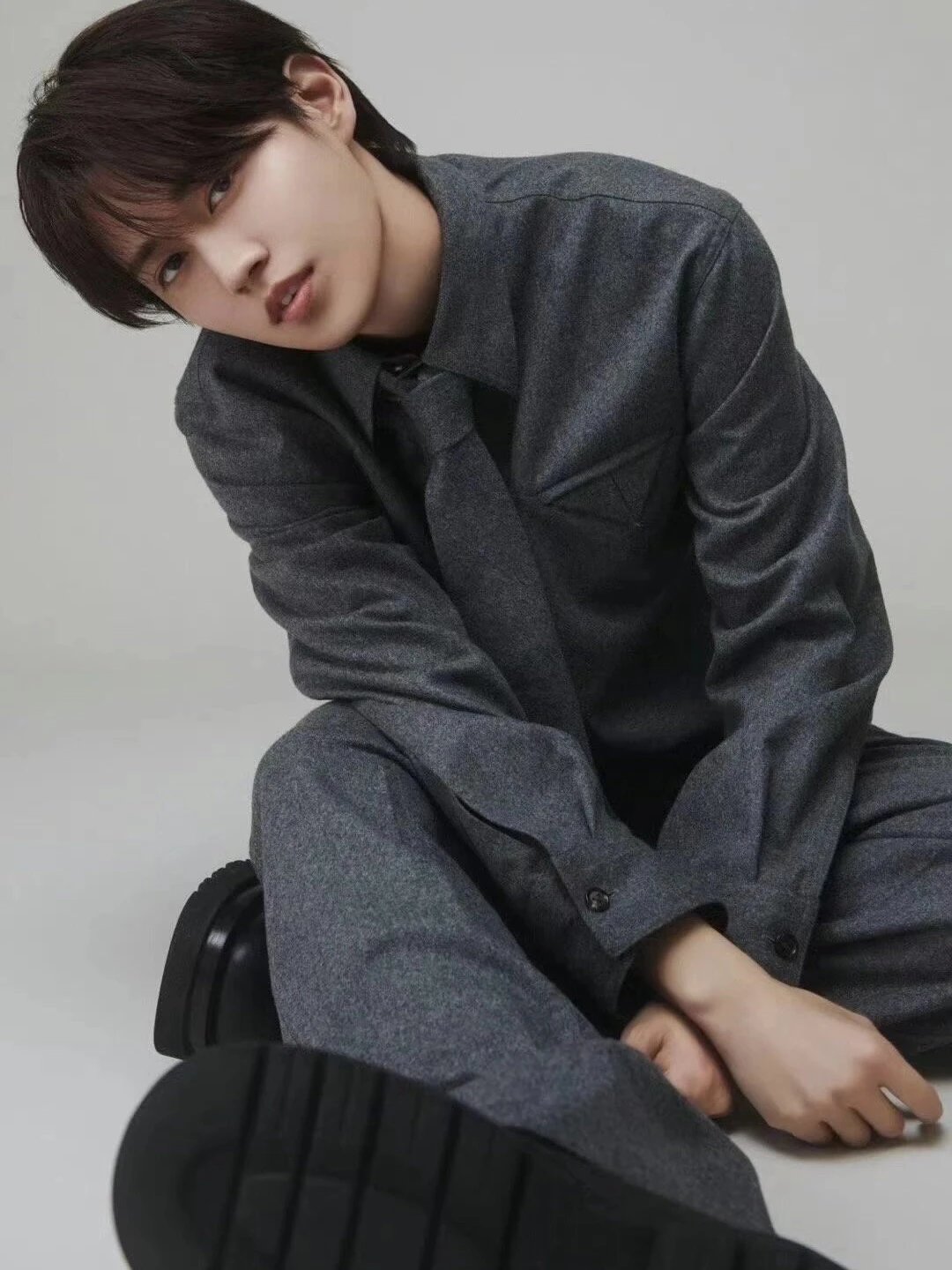 RD-C330 · Grey Wool Mélange Shirt Jacket showcase view 5