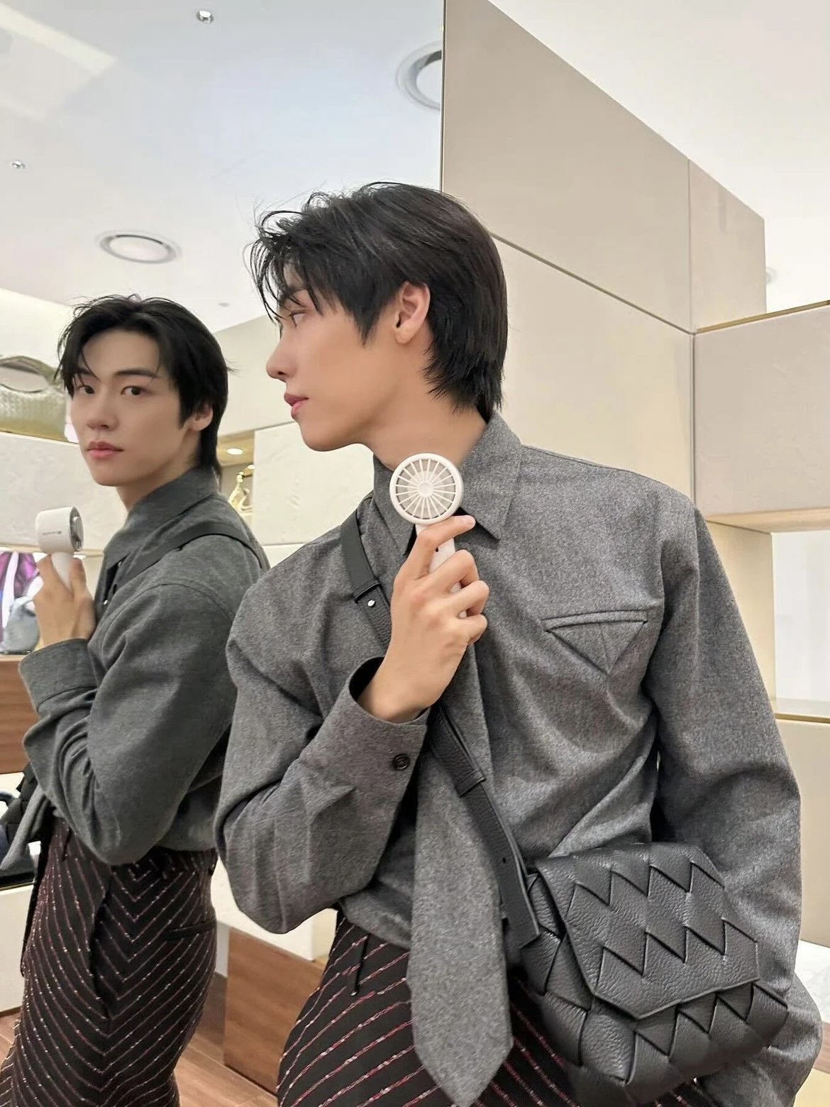 RD-C330 · Grey Wool Mélange Shirt Jacket showcase view 6