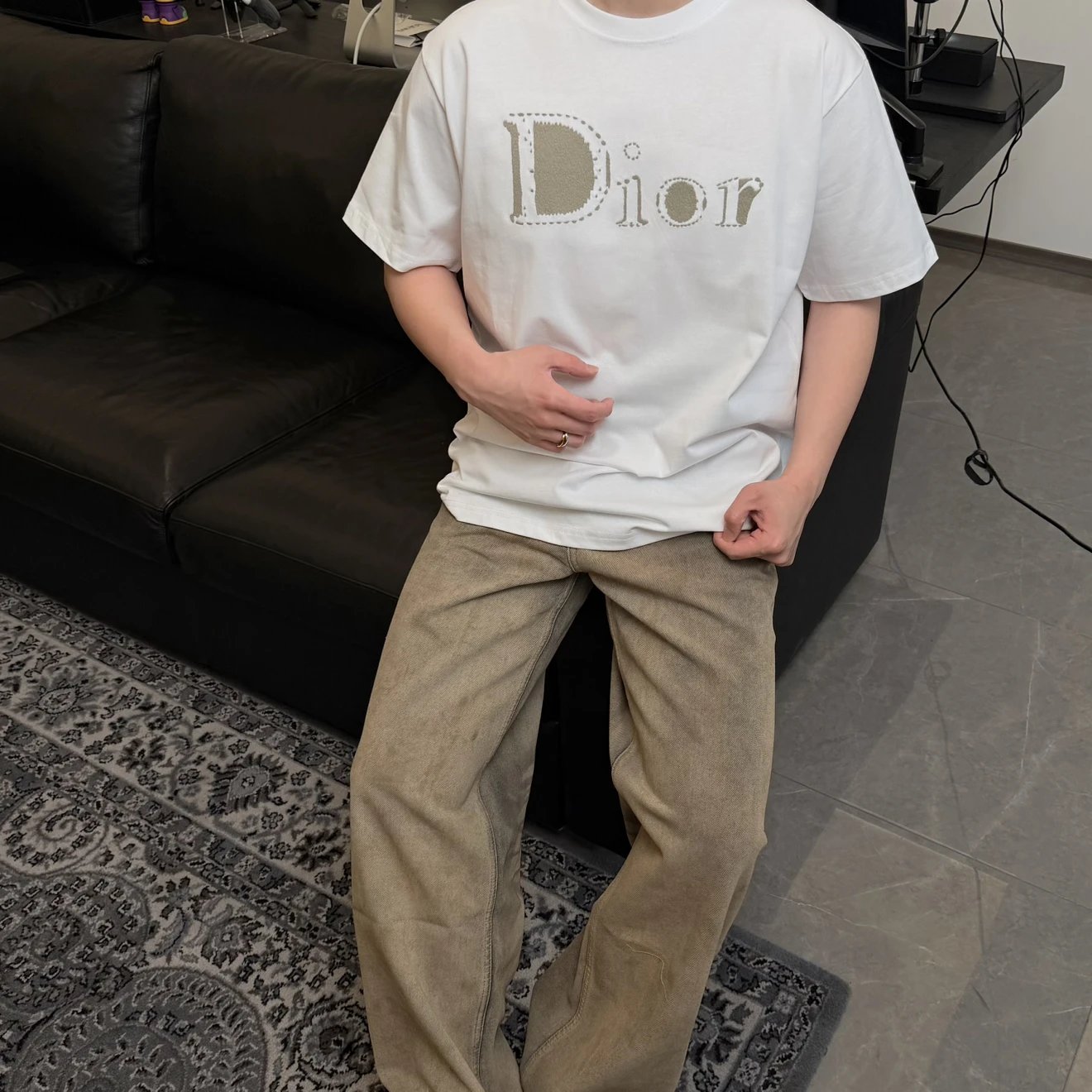 RD-C129 · Dotted Matte Embroidered T-Shirt showcase view 2