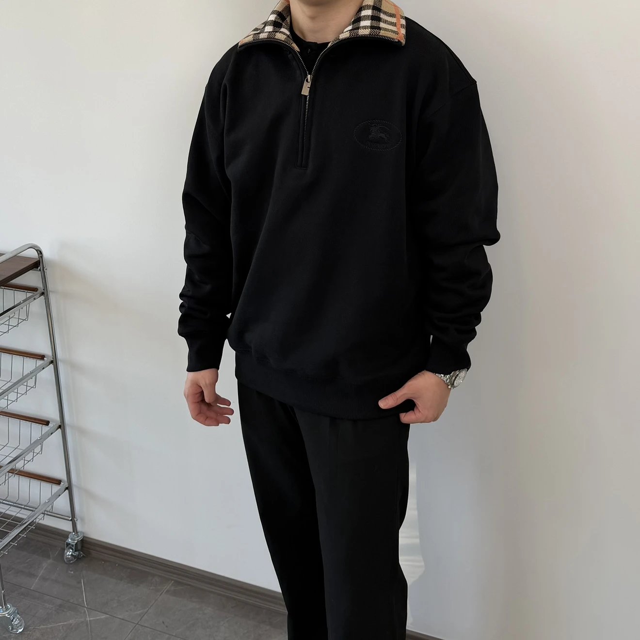 RD-C354 · Black Half-Zip Logo High-Neck Sweater showcase view 2