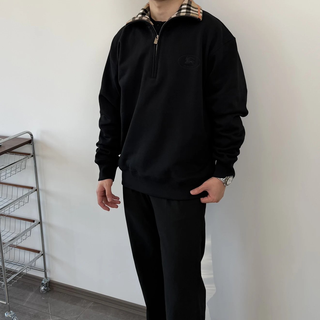 RD-C354 · Black Half-Zip Logo High-Neck Sweater showcase view 3