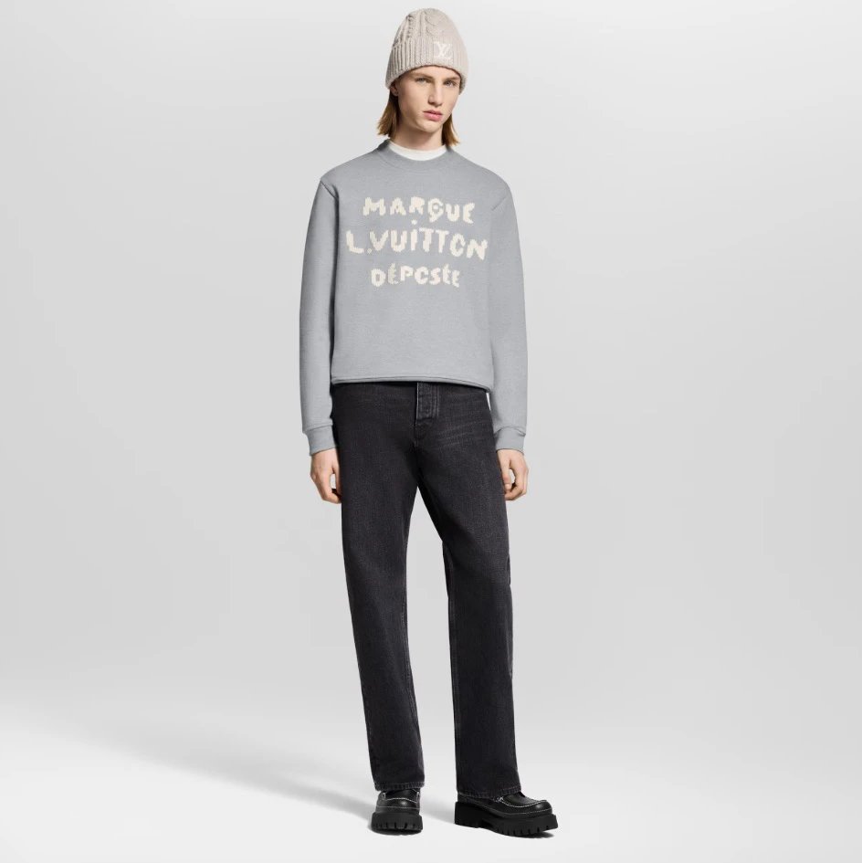 RD-C256 · Water-Soluble Embroidered Grey Crewneck Sweatshirt showcase view 18