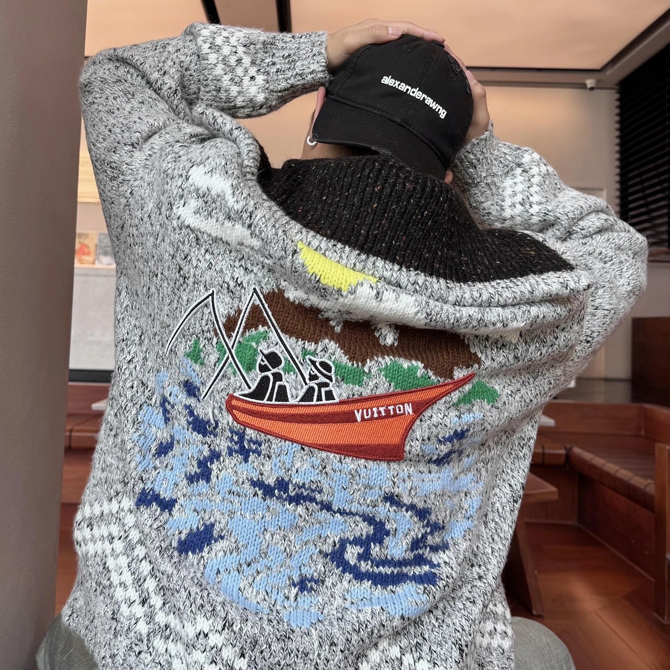 RD-C357 · Fishing Intarsia Half-Zip Sweater showcase view 3