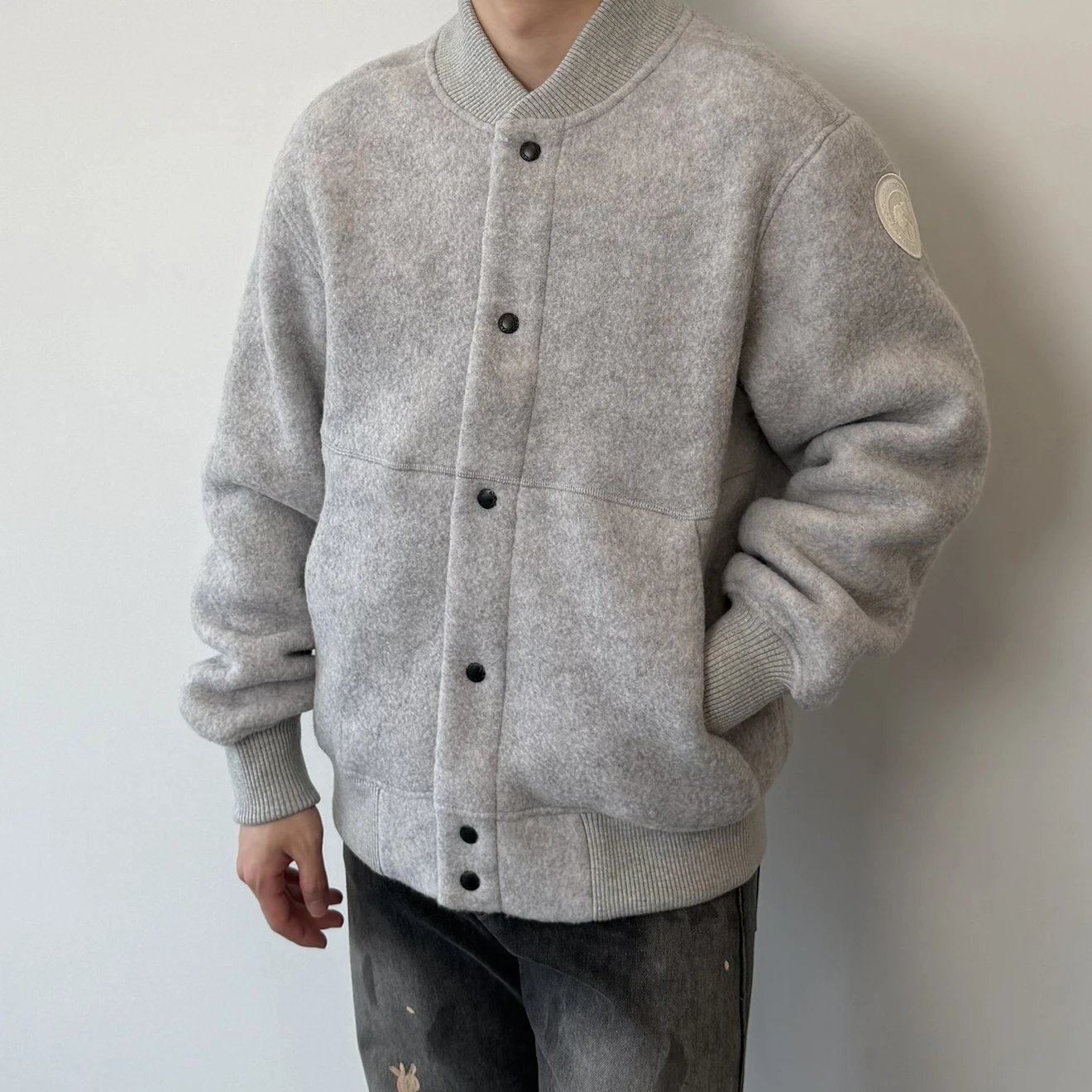 RD-C022 · Hudson White-Label Wool Baseball Jacket showcase view 2