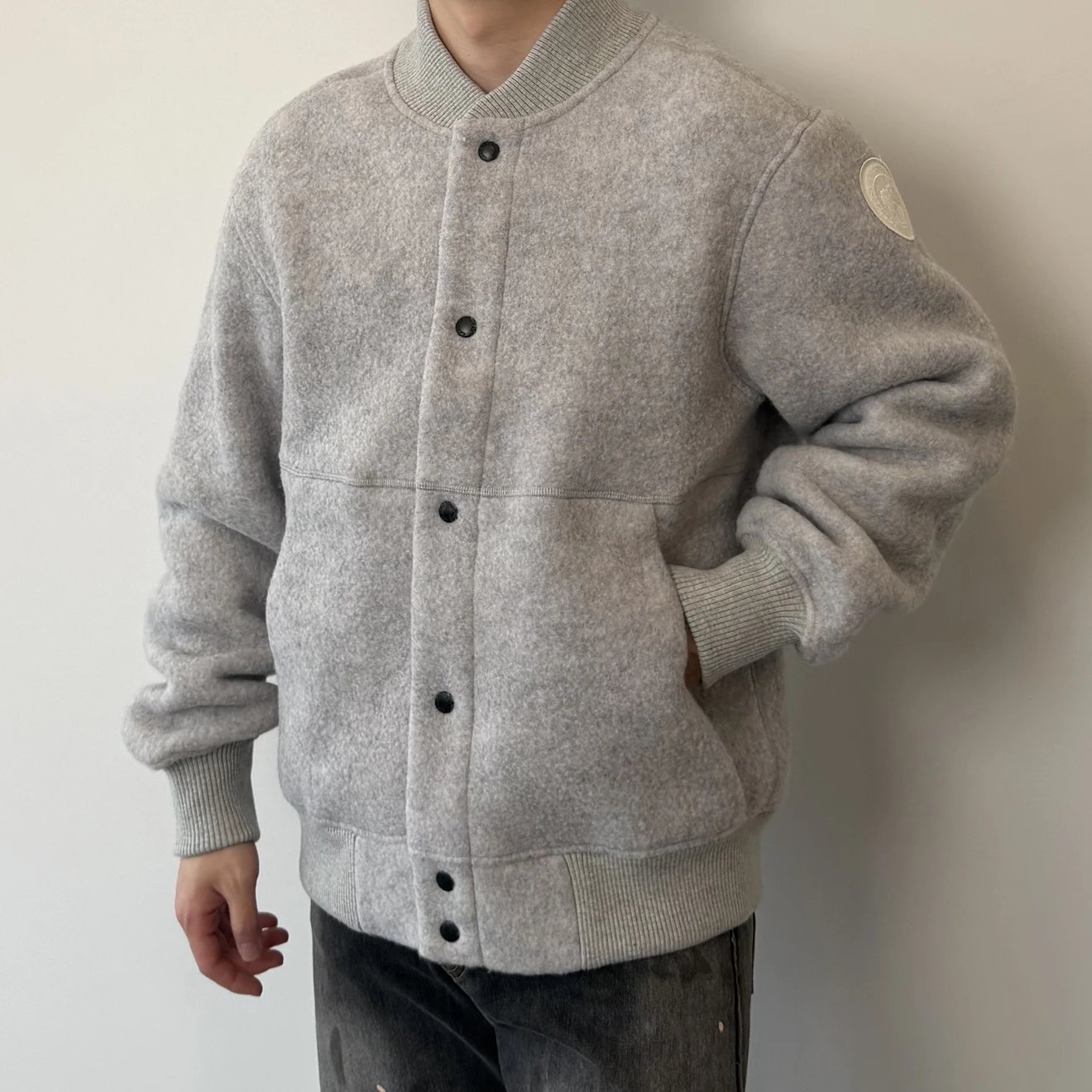 RD-C022 · Hudson White-Label Wool Baseball Jacket showcase view 3
