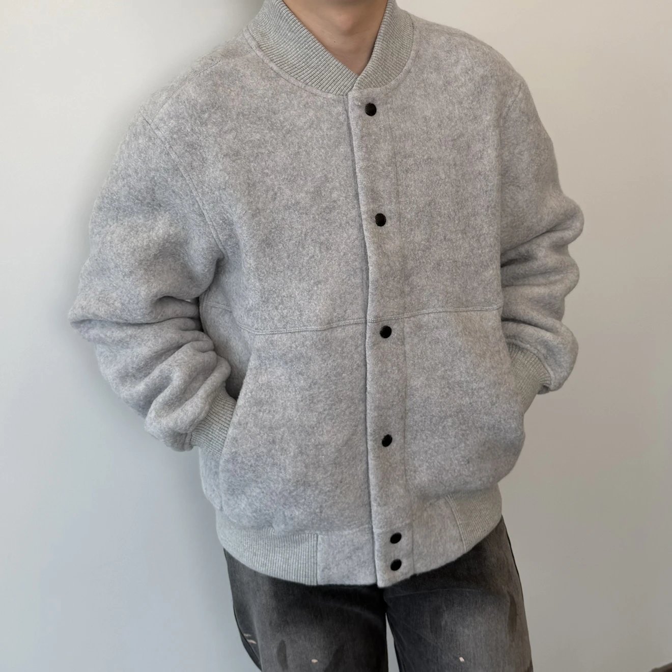 RD-C022 · Hudson White-Label Wool Baseball Jacket showcase view 4