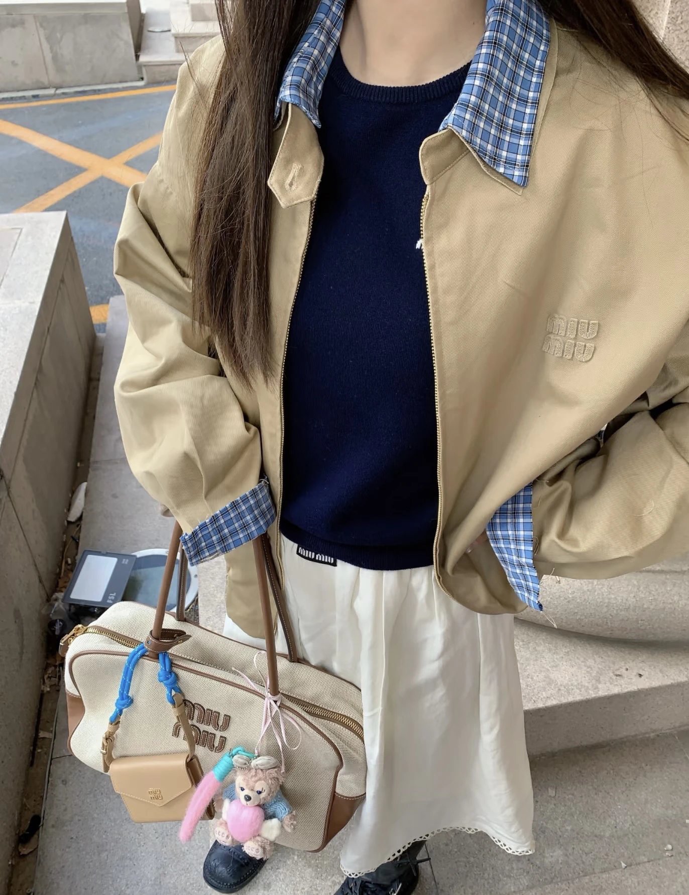 RD-C019 · Check-Collar Zip Jacket showcase view 3
