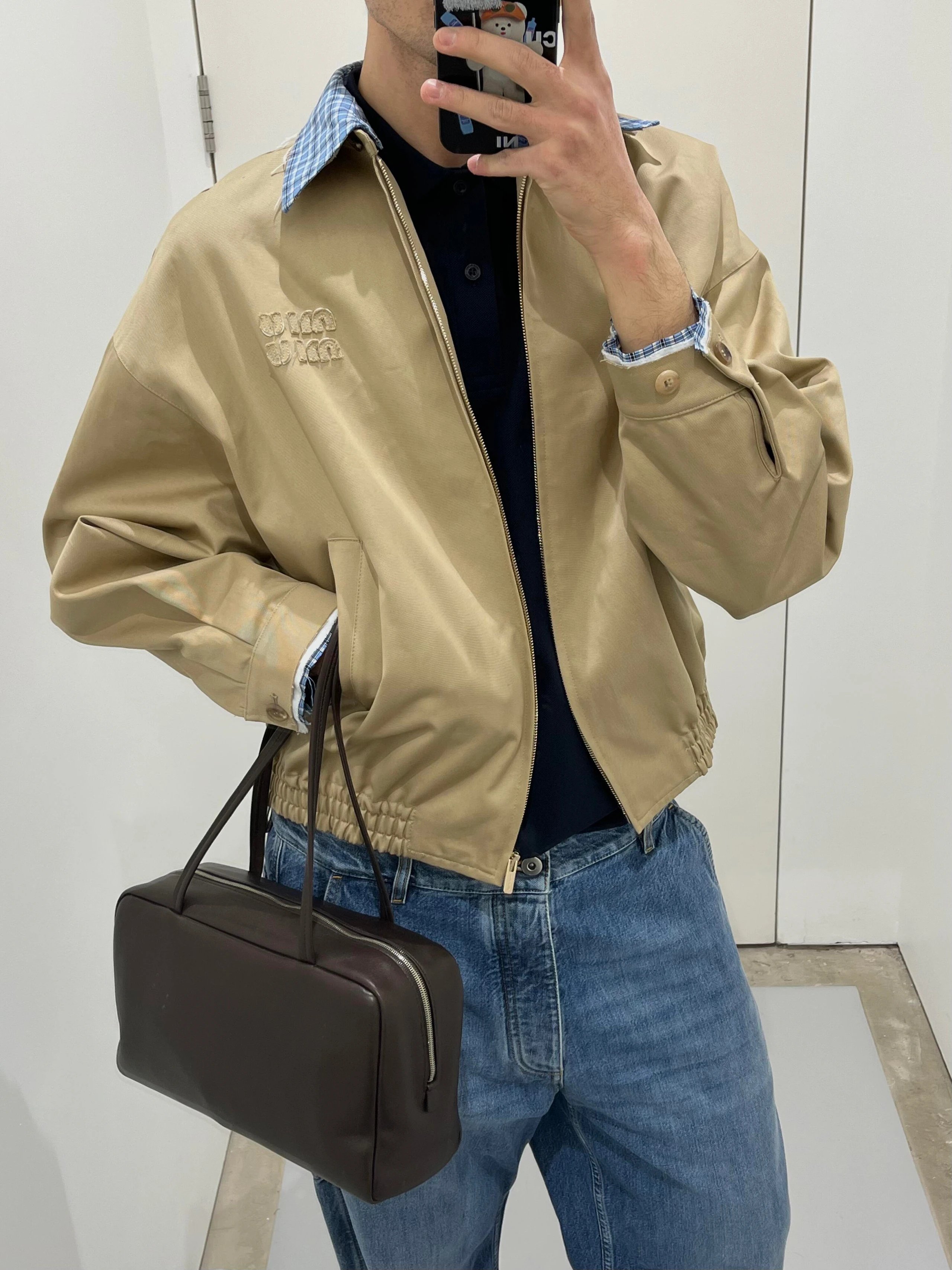 RD-C019 · Check-Collar Zip Jacket showcase view 4