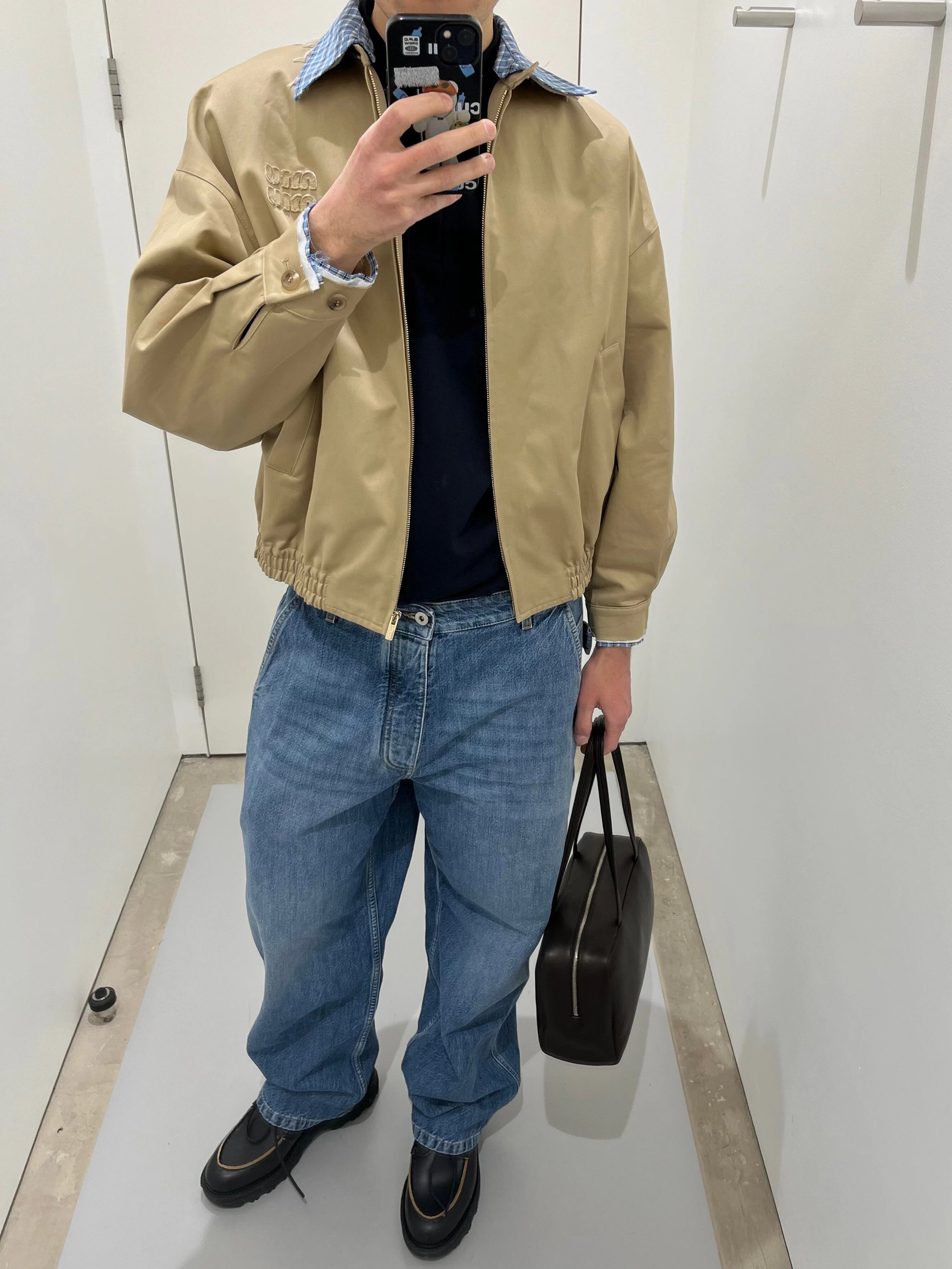 RD-C019 · Check-Collar Zip Jacket showcase view 5