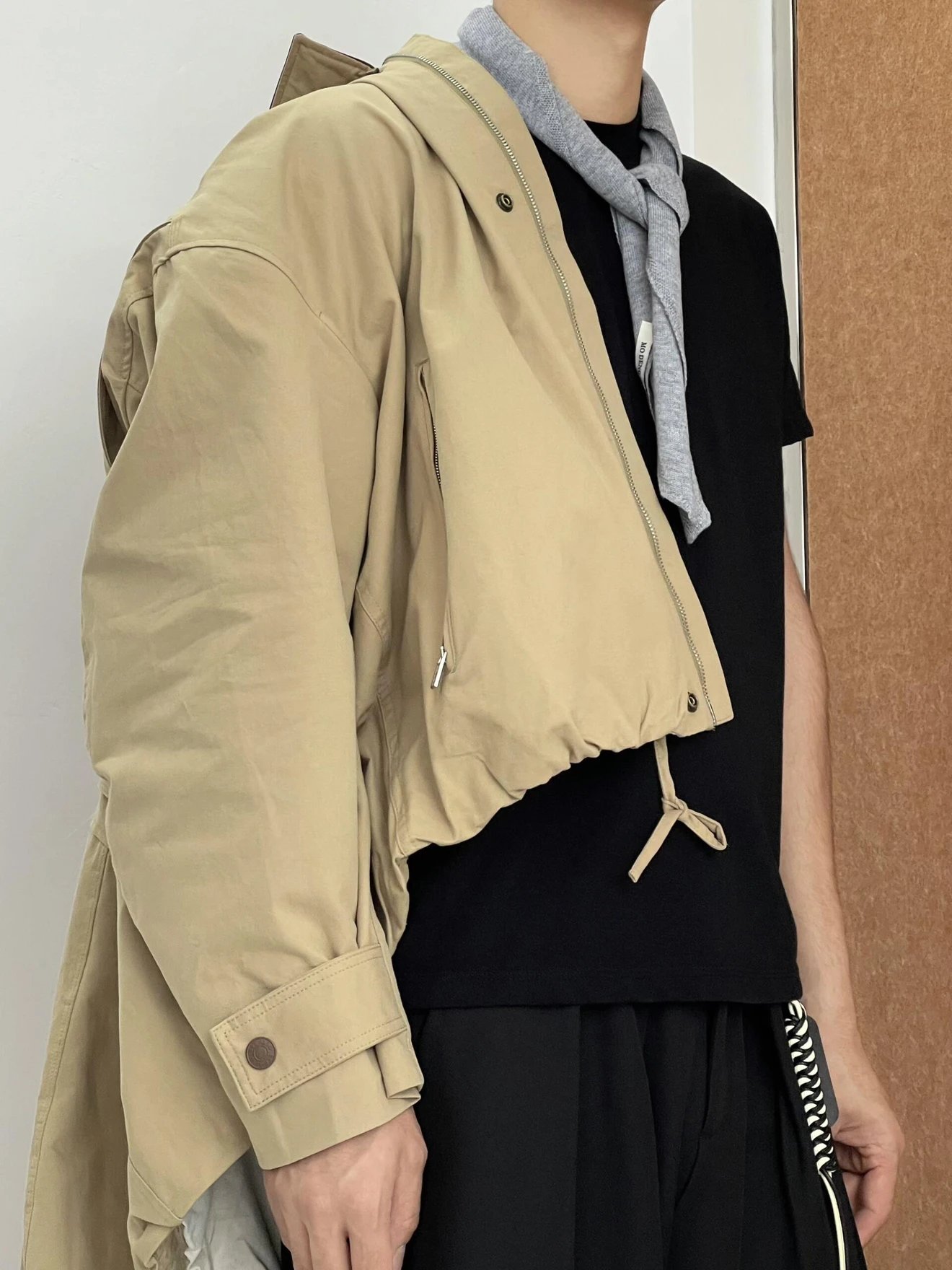 RD-C220 · Leather-Trimmed Cotton Twill Short Jacket showcase view 6