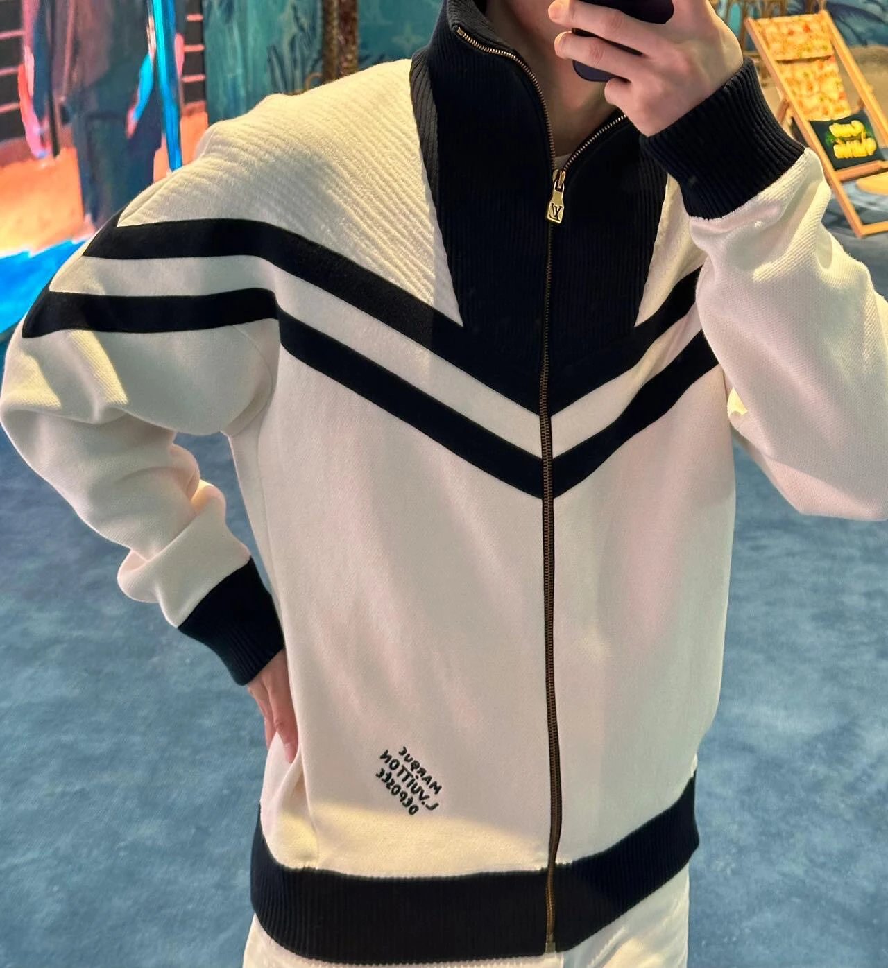 RD-C221 · Striped Stand-Collar Zip Jacket showcase view 1