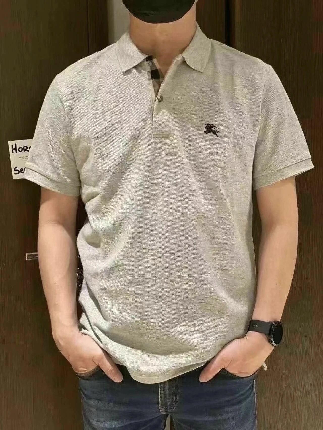 RD-C102 · Gray Equestrian-Logo Polo Shirt showcase view 4