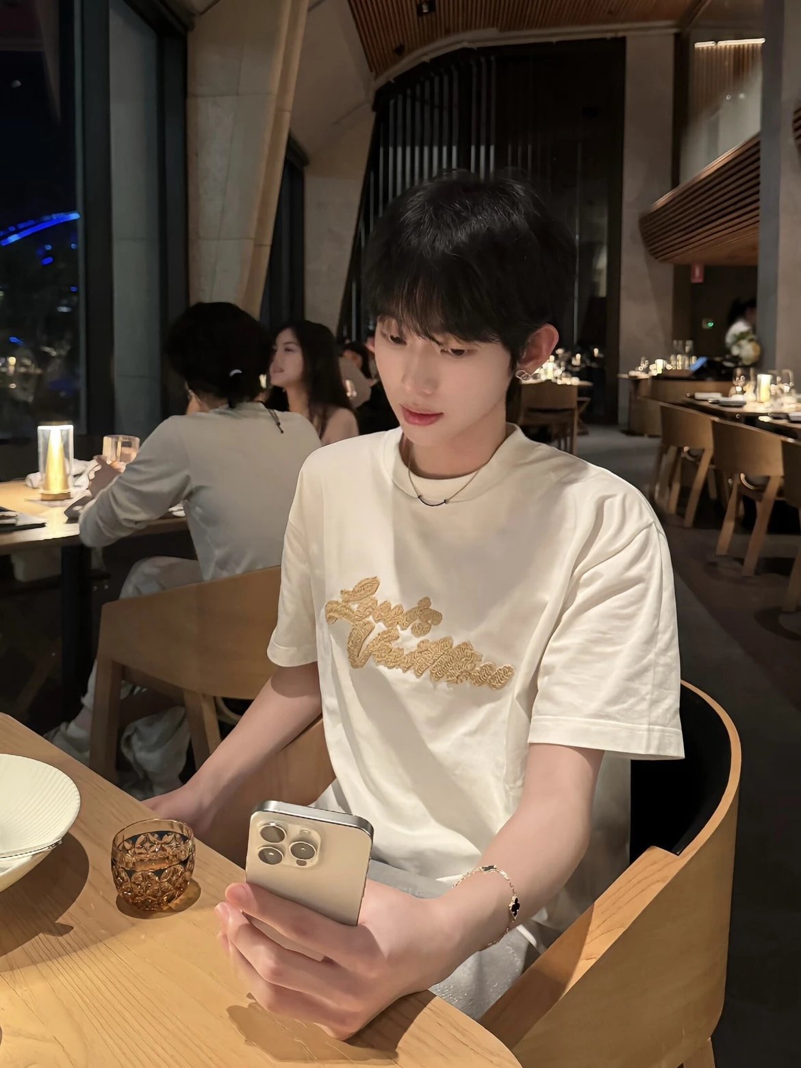 RD-C141 · Early Autumn Embroidered T-Shirt — Black & White showcase view 4