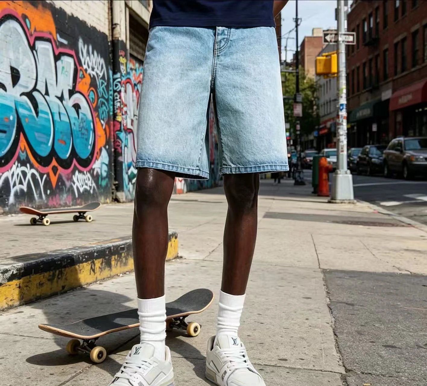 RD-C286 · Washed Denim Logo Shorts showcase view 1