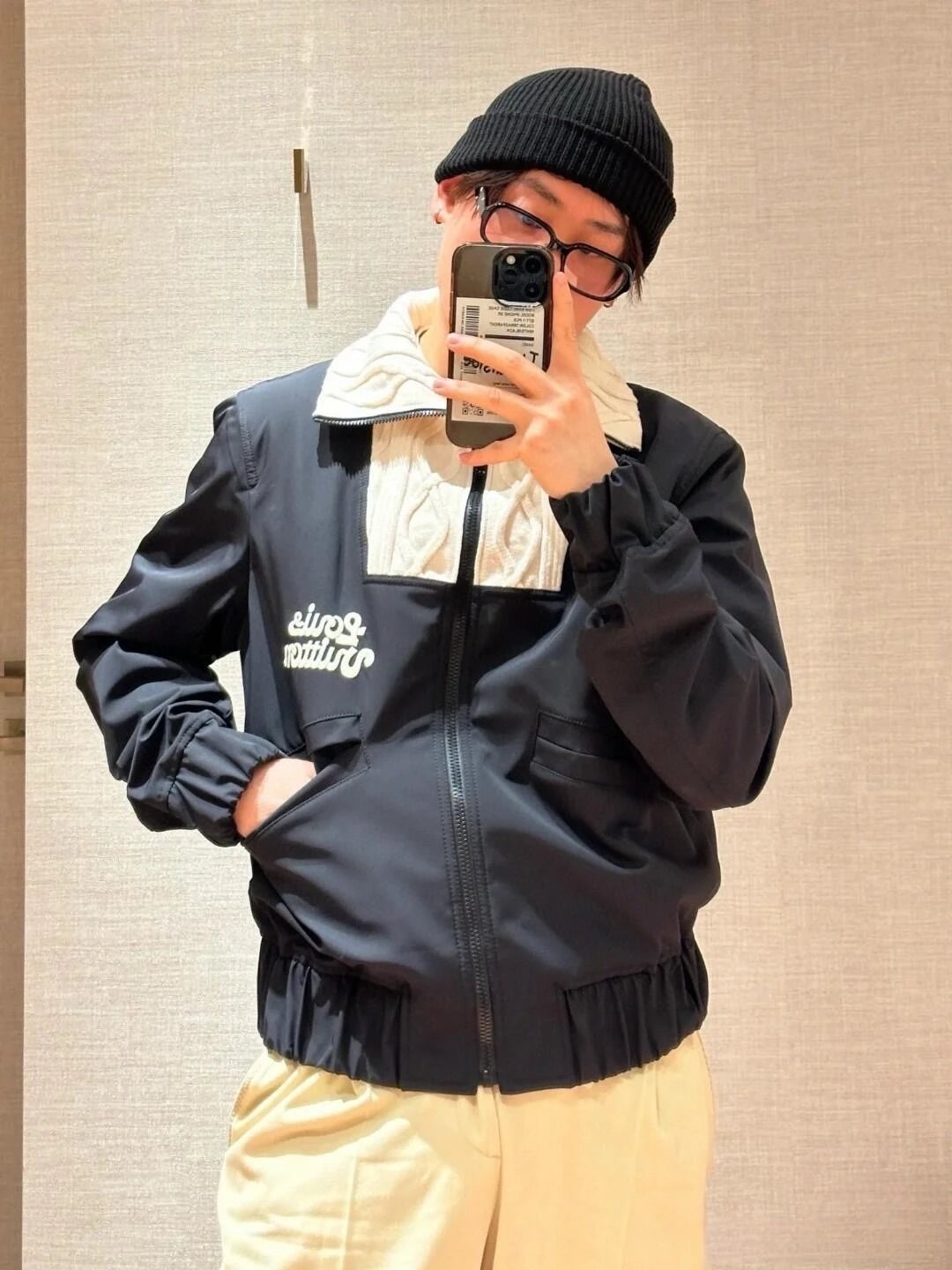 RD-C223 · Color-Block Cable-Knit Collar Padded Jacket showcase view 11