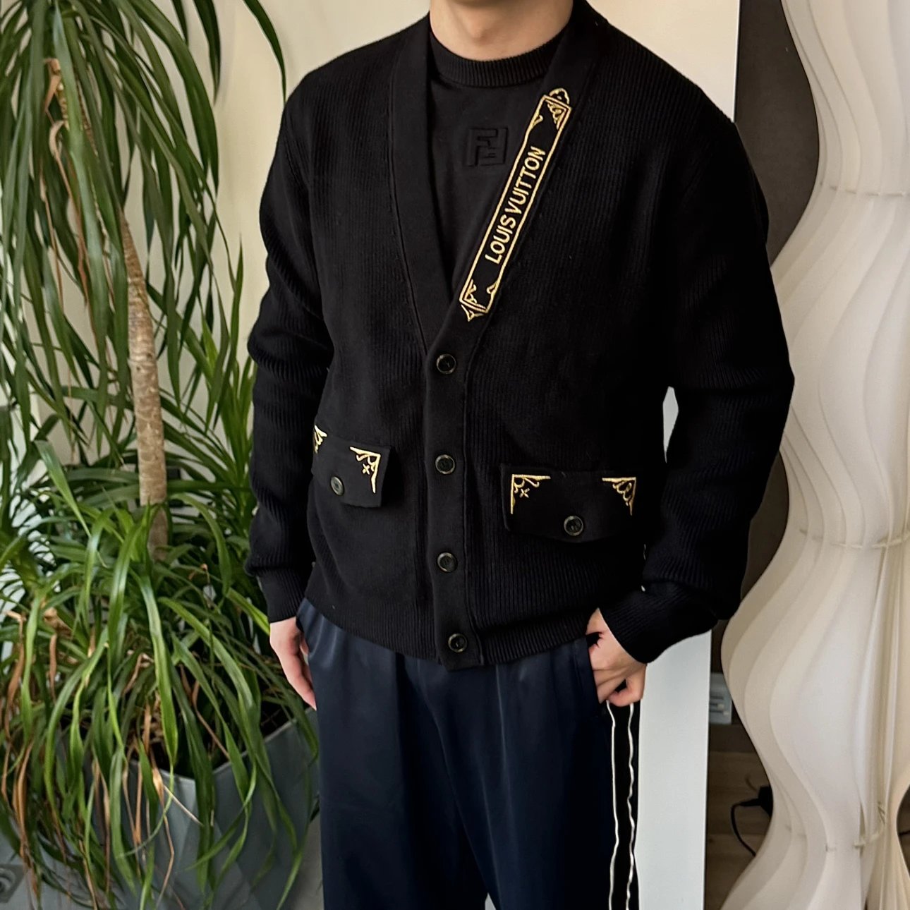 RD-C361 · Gold-Embroidered Knit Cardigan showcase view 1