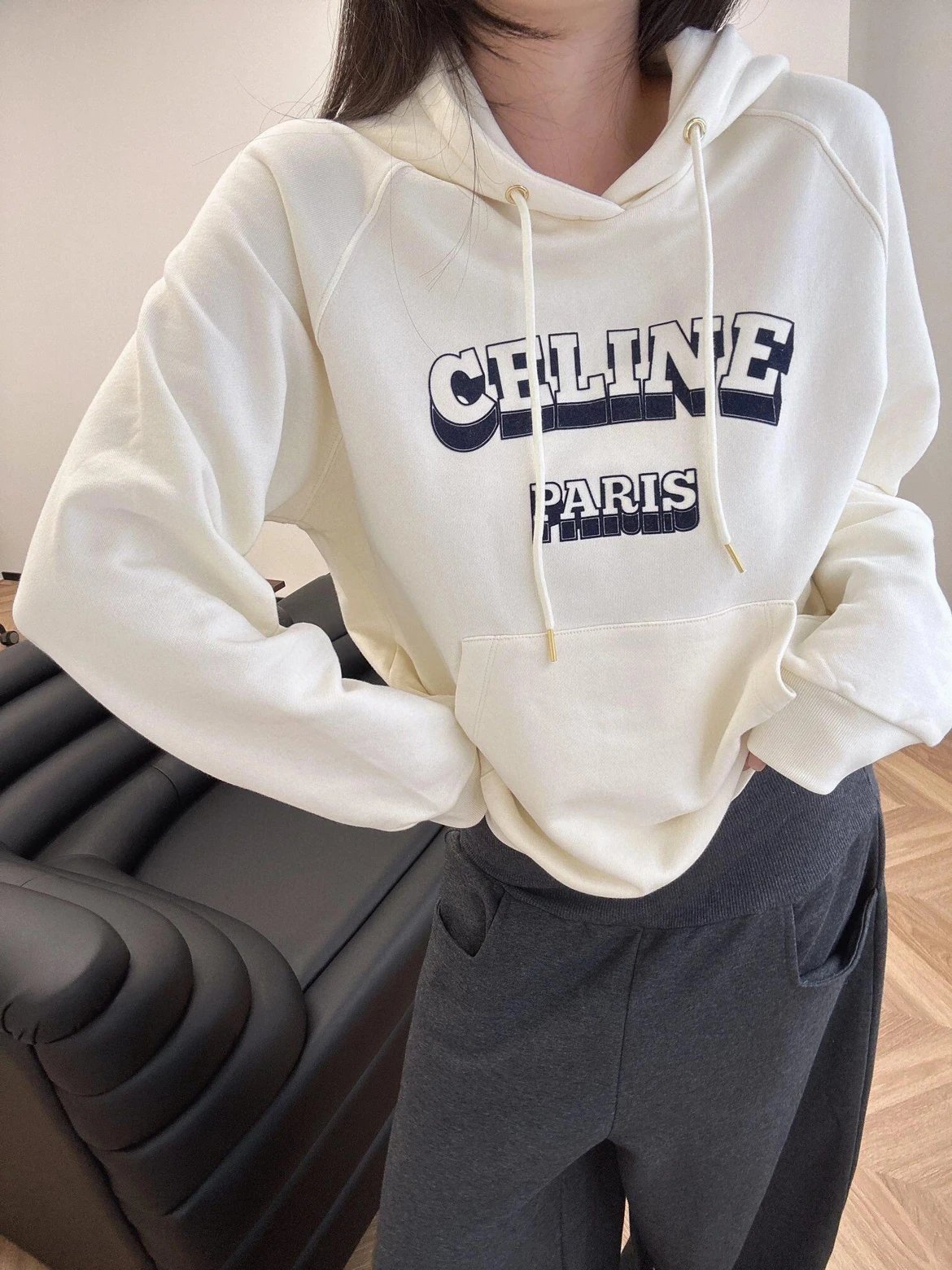 RD-C259 · Ivory Colorblock Logo Hoodie showcase view 3