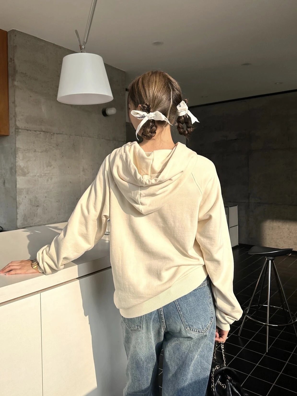 RD-C259 · Ivory Colorblock Logo Hoodie showcase view 6