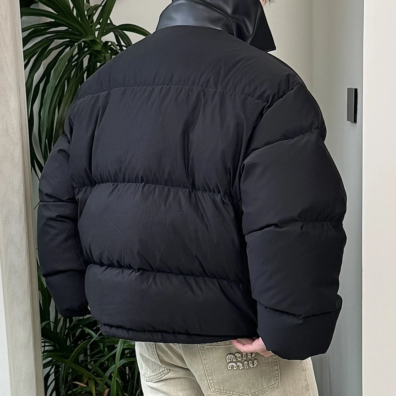 RD-C317 · Leather-Collar Cropped Down Jacket showcase view 14