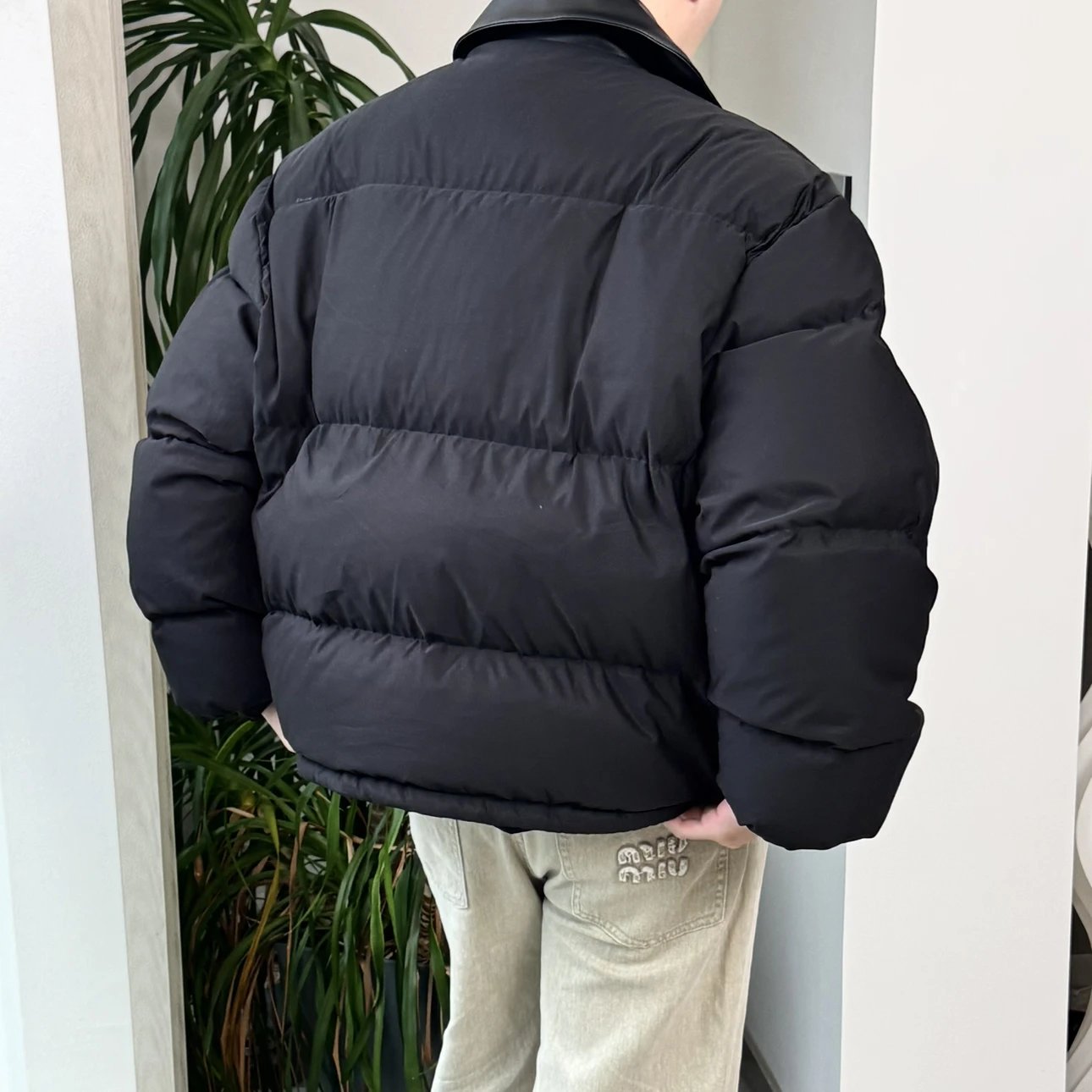 RD-C317 · Leather-Collar Cropped Down Jacket showcase view 15