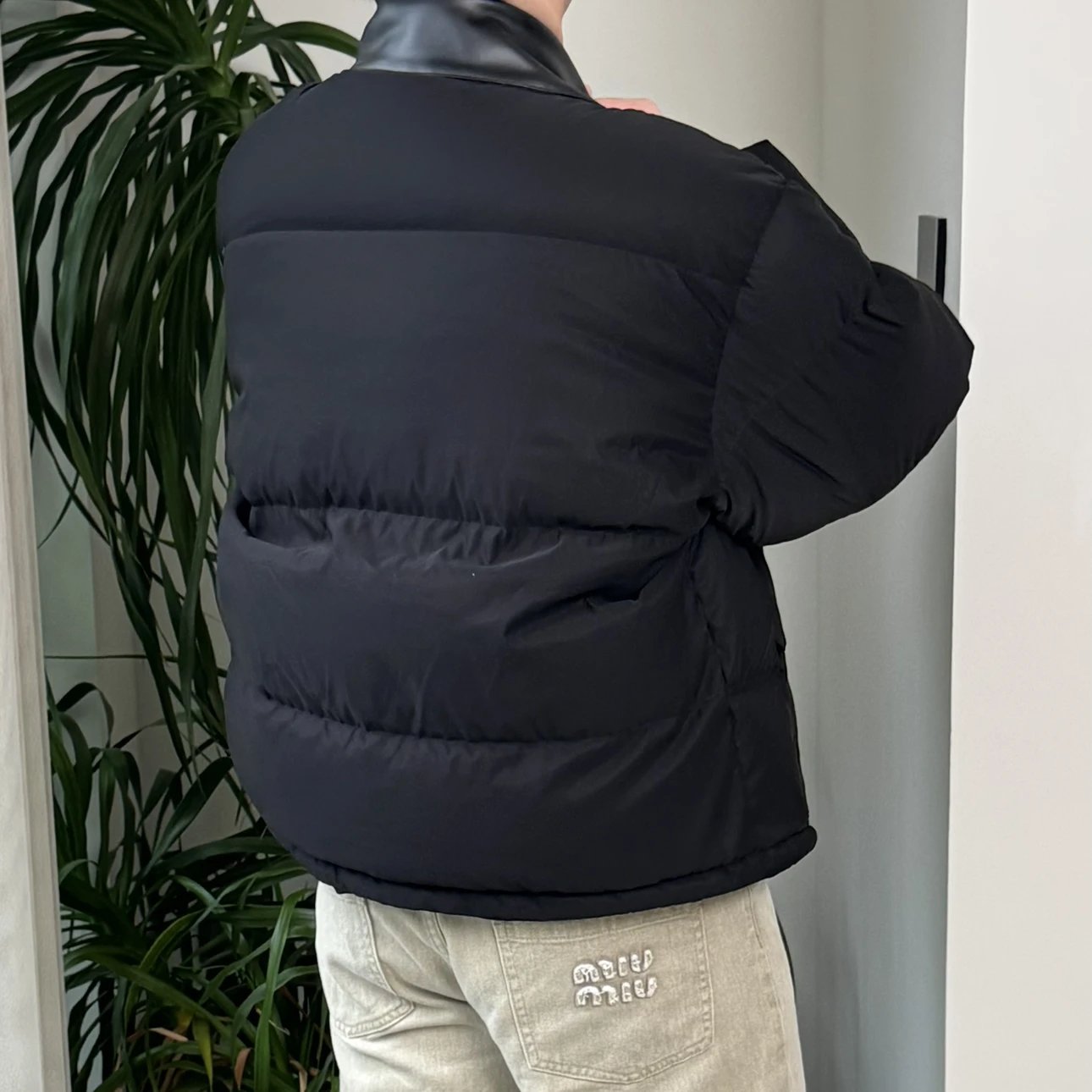 RD-C317 · Leather-Collar Cropped Down Jacket showcase view 16