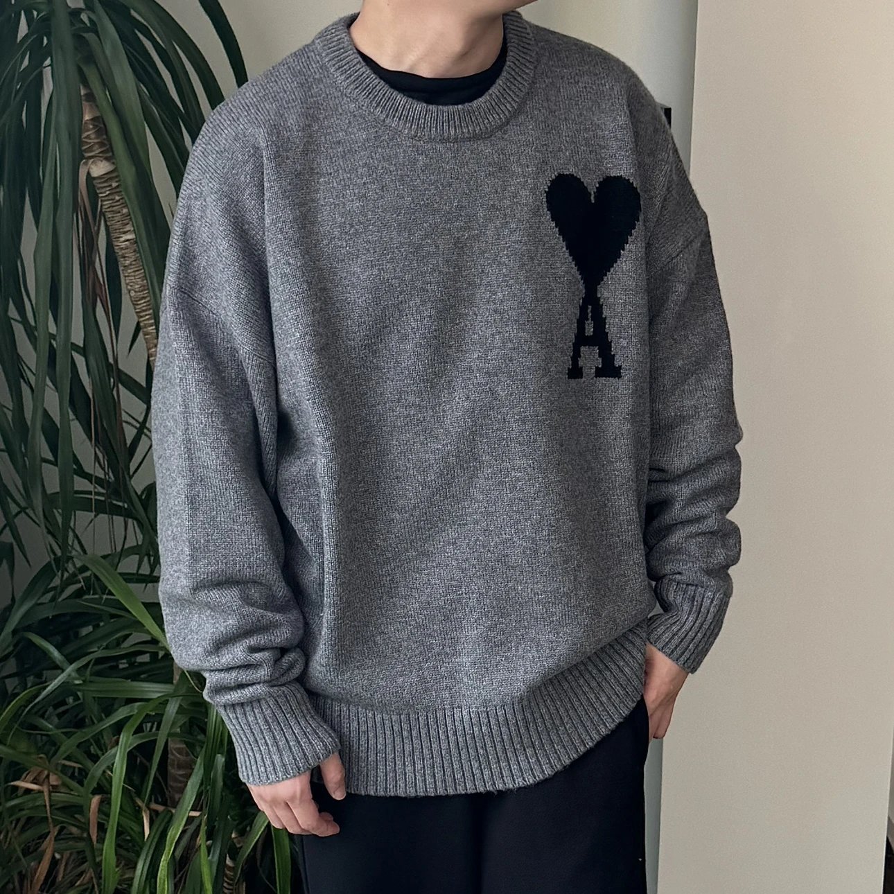 RD-C363 · Grey Heart Logo Wool Crewneck Sweater showcase view 1