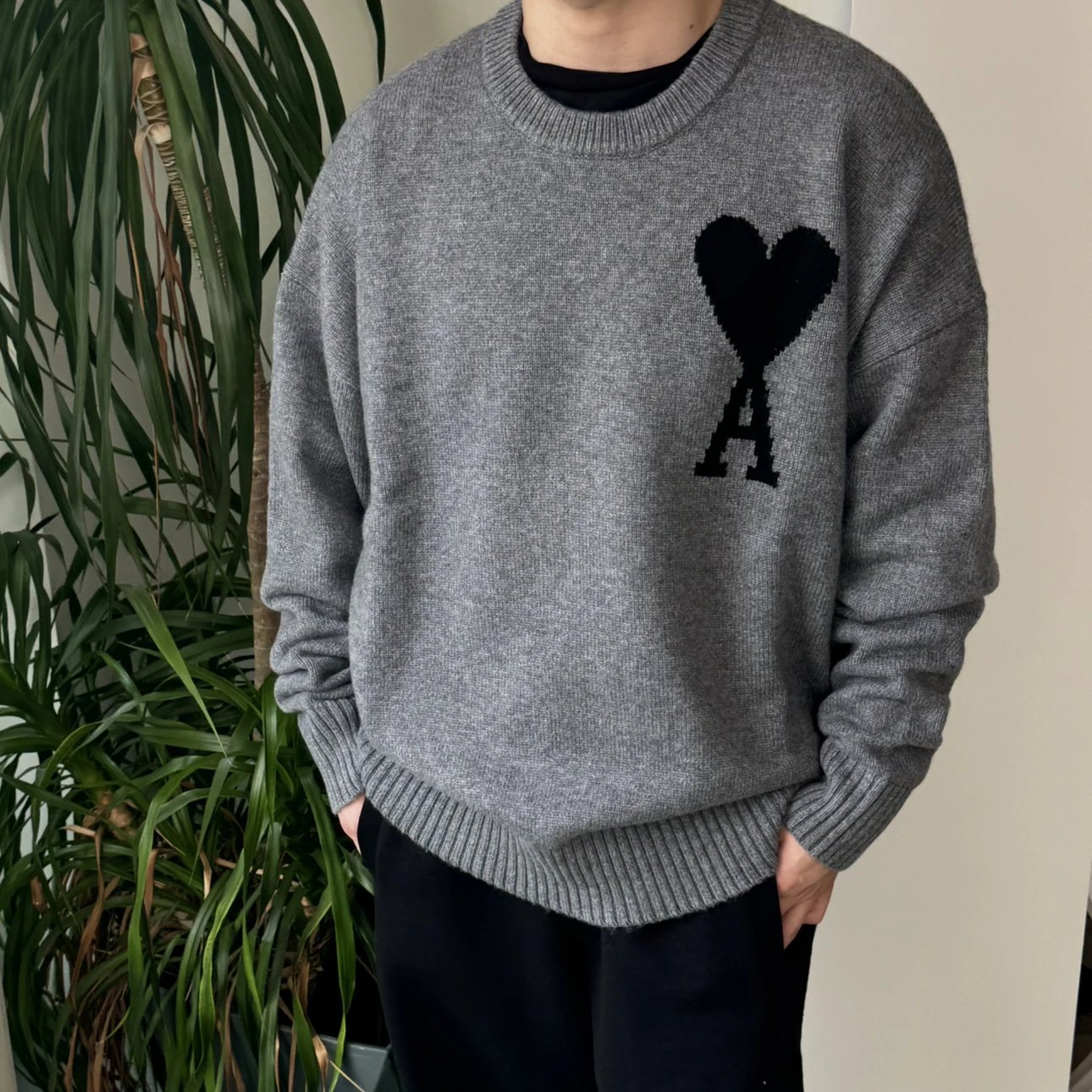 RD-C363 · Grey Heart Logo Wool Crewneck Sweater showcase view 3