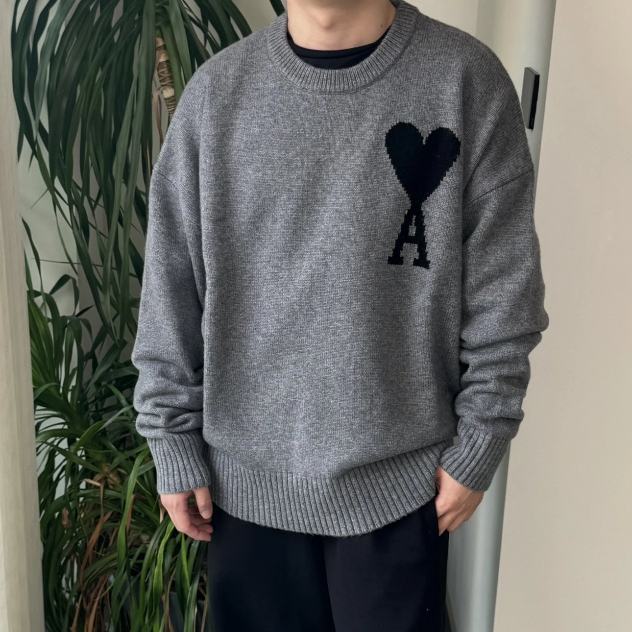 RD-C363 · Grey Heart Logo Wool Crewneck Sweater showcase view 4