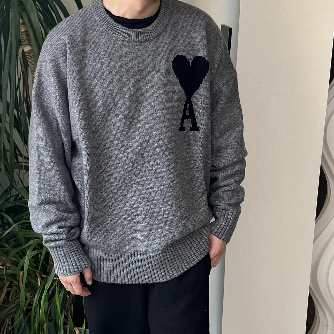 RD-C363 · Grey Heart Logo Wool Crewneck Sweater showcase view 5