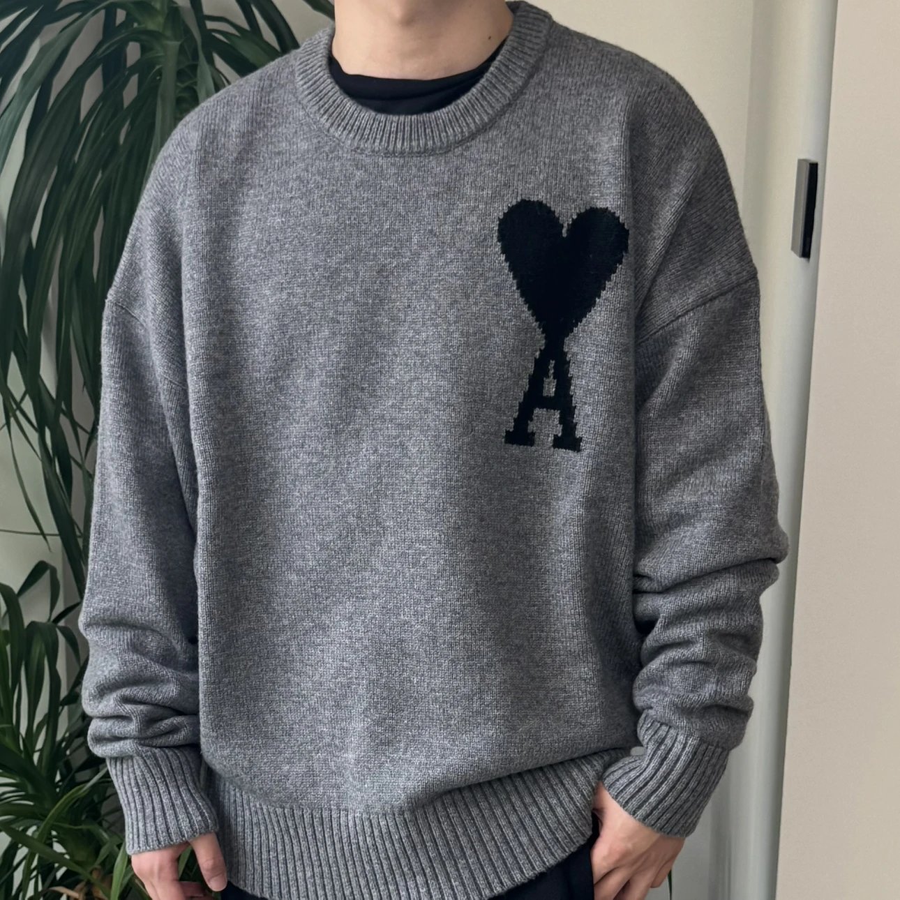 RD-C363 · Grey Heart Logo Wool Crewneck Sweater showcase view 6