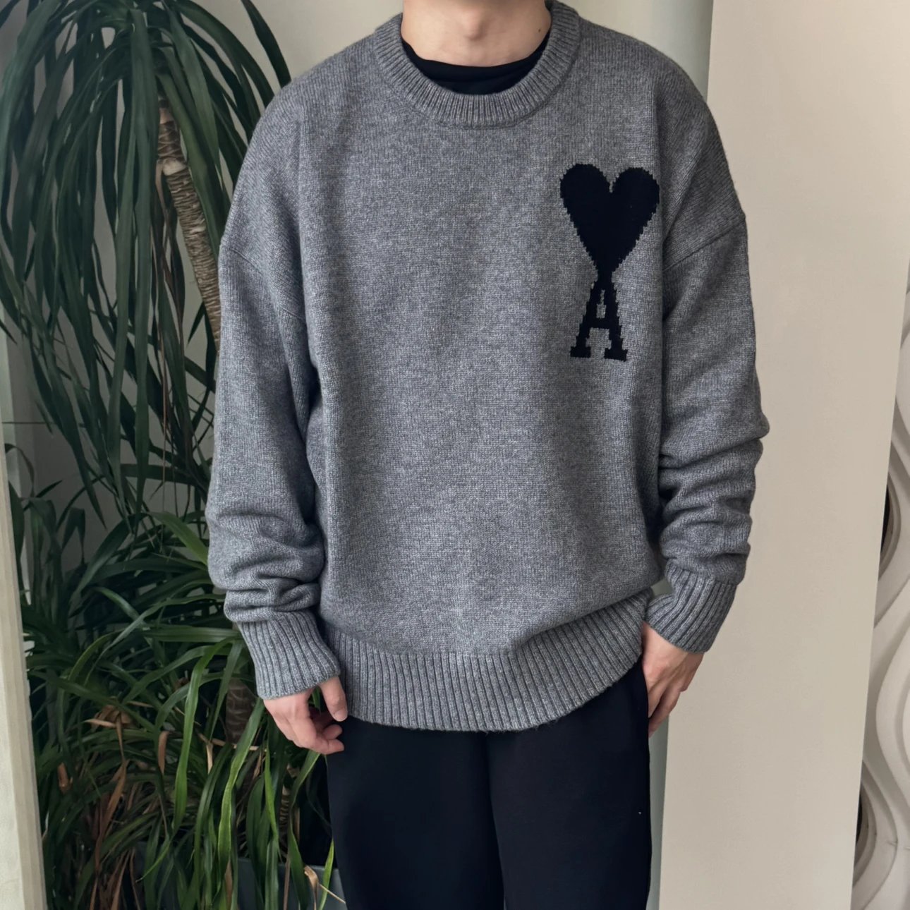 RD-C363 · Grey Heart Logo Wool Crewneck Sweater showcase view 7