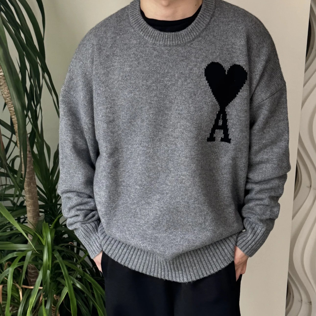 RD-C363 · Grey Heart Logo Wool Crewneck Sweater showcase view 8