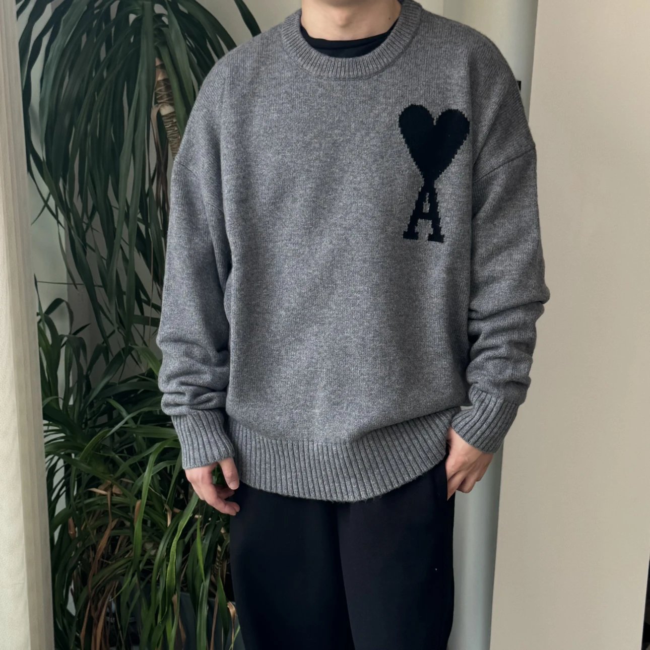 RD-C363 · Grey Heart Logo Wool Crewneck Sweater showcase view 9