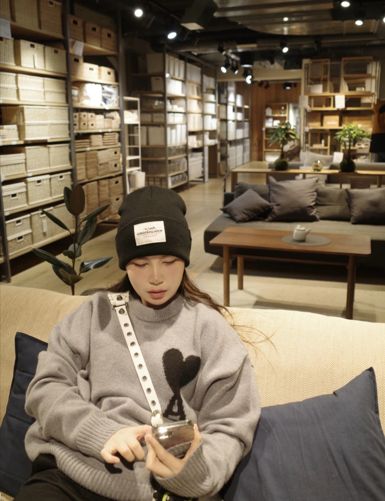 RD-C363 · Grey Heart Logo Wool Crewneck Sweater showcase view 12