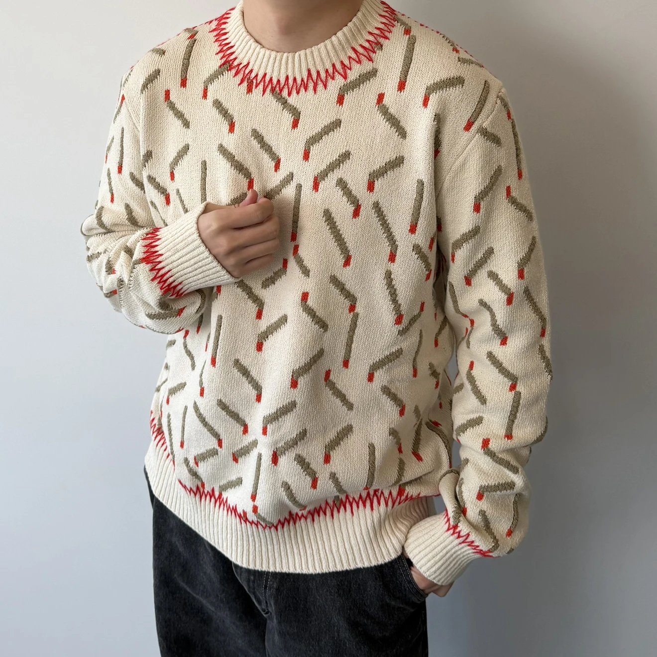 RD-C364 · Matchstick Jacquard Cotton Sweater showcase view 1
