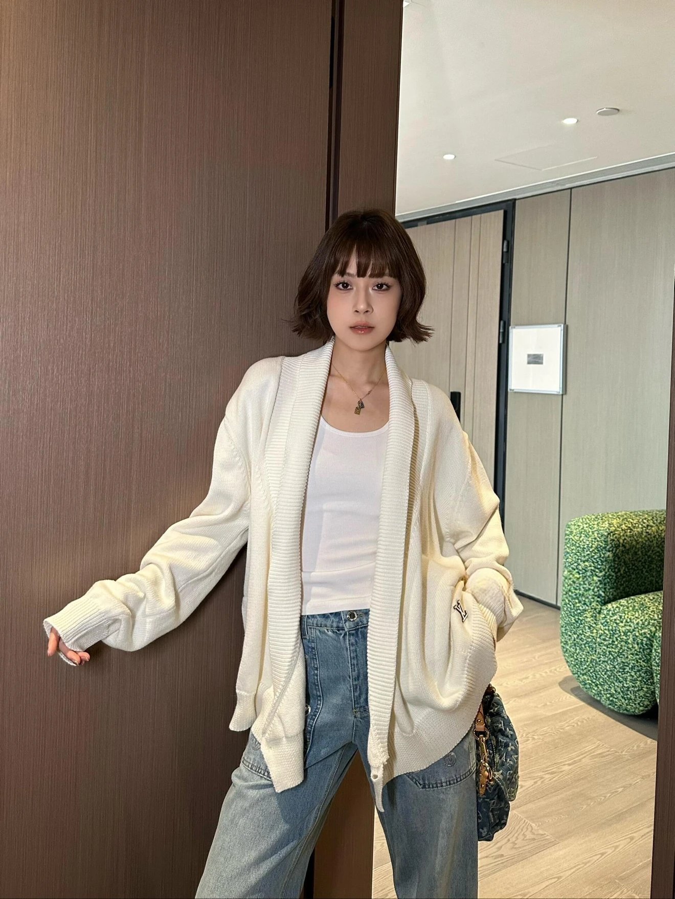 RD-C365 · Asymmetric Wool-Cotton Wrap Cardigan showcase view 6