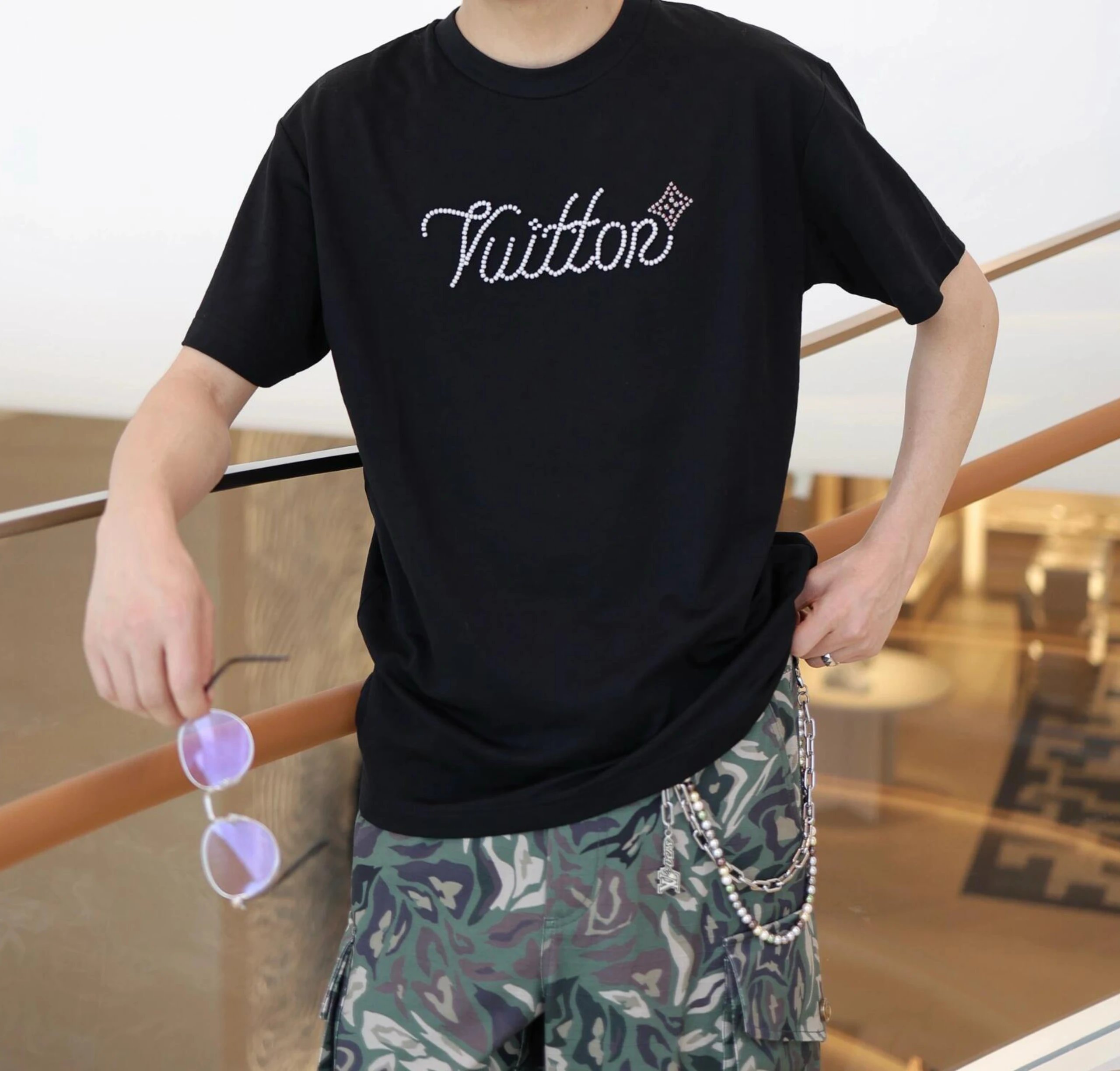 RD-C143 · Beaded Script Knit T-Shirt showcase view 2
