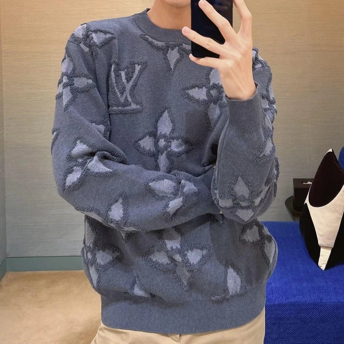 RD-C366 · Blue Tonal Logo-Pattern Crewneck Sweater showcase view 1