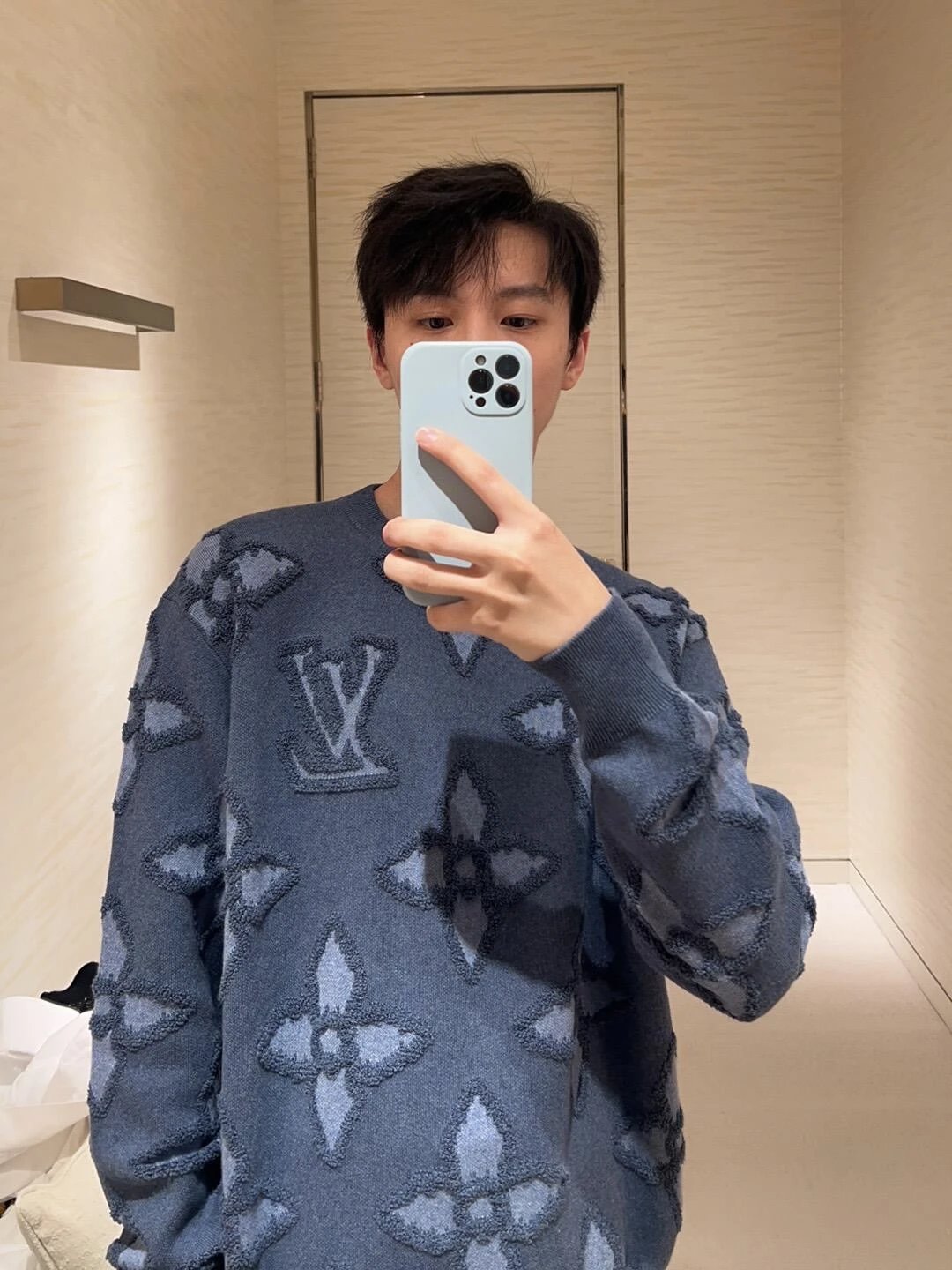 RD-C366 · Blue Tonal Logo-Pattern Crewneck Sweater showcase view 8