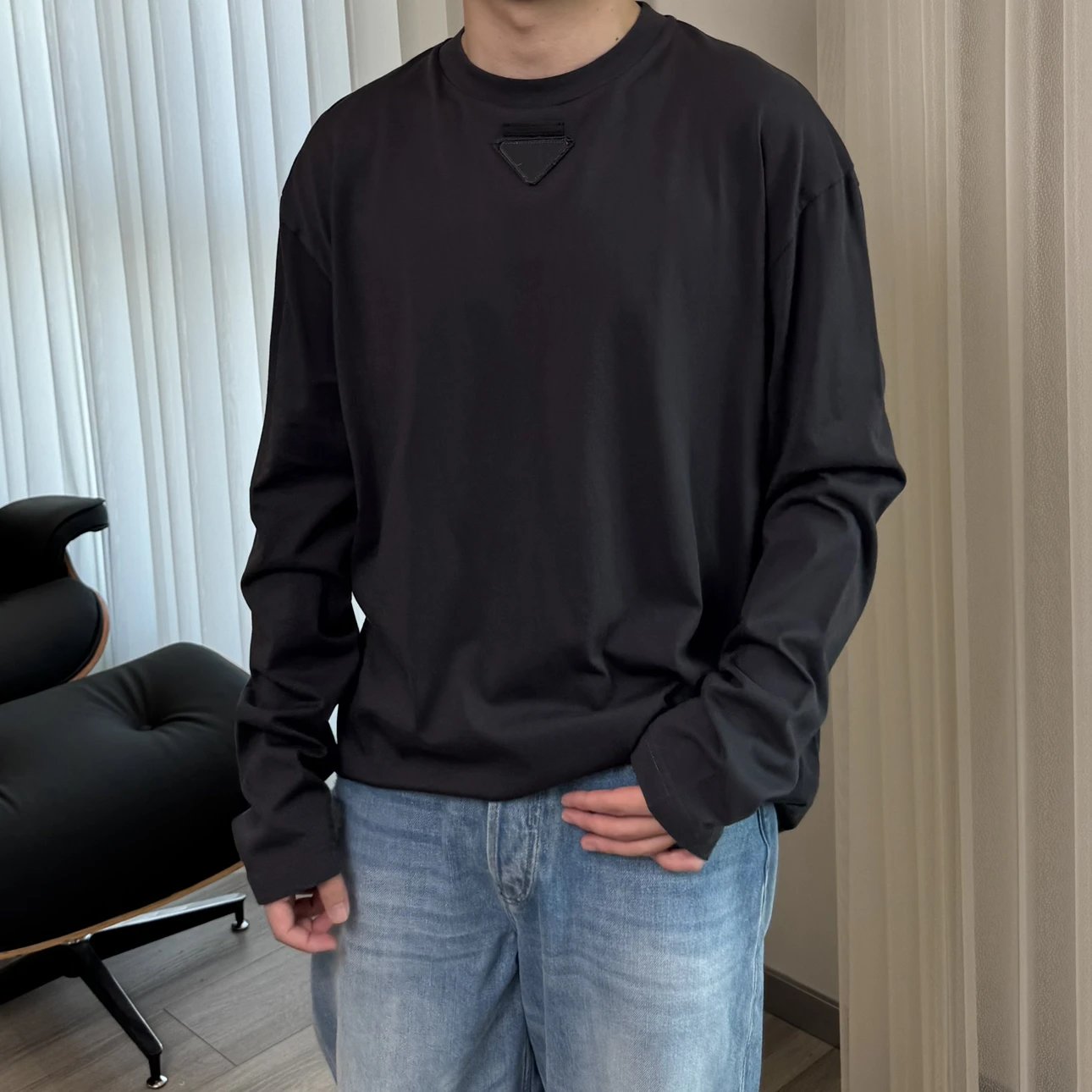 RD-C393 · Triangle-Patch Long-Sleeve T-Shirt showcase view 2