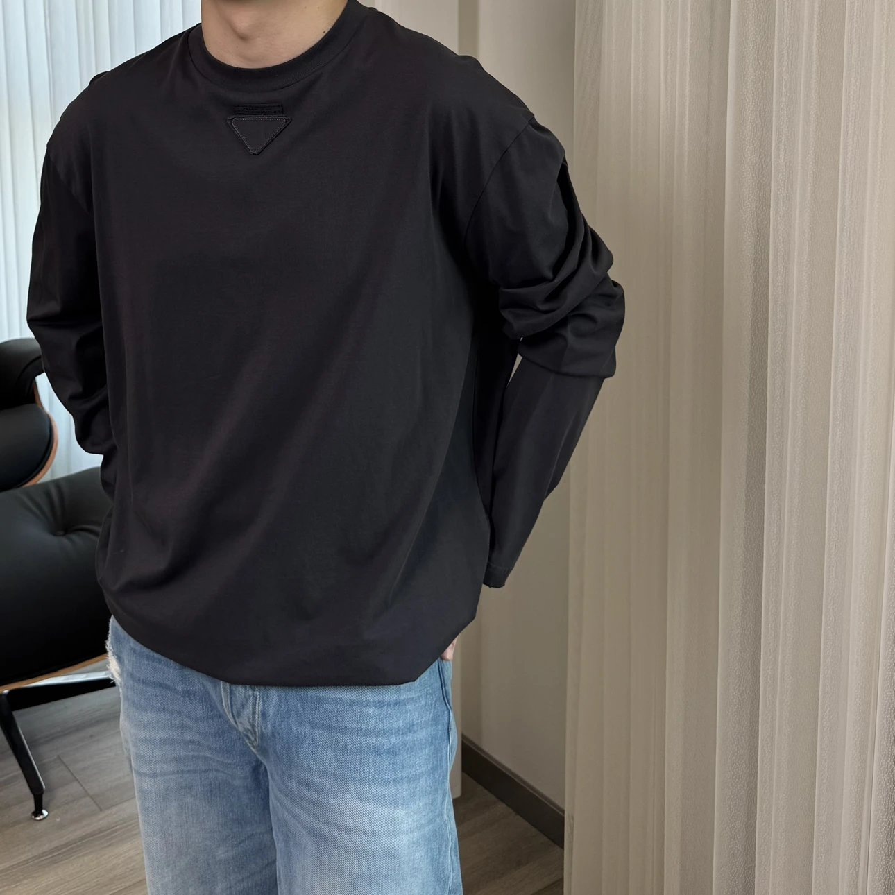 RD-C393 · Triangle-Patch Long-Sleeve T-Shirt showcase view 3