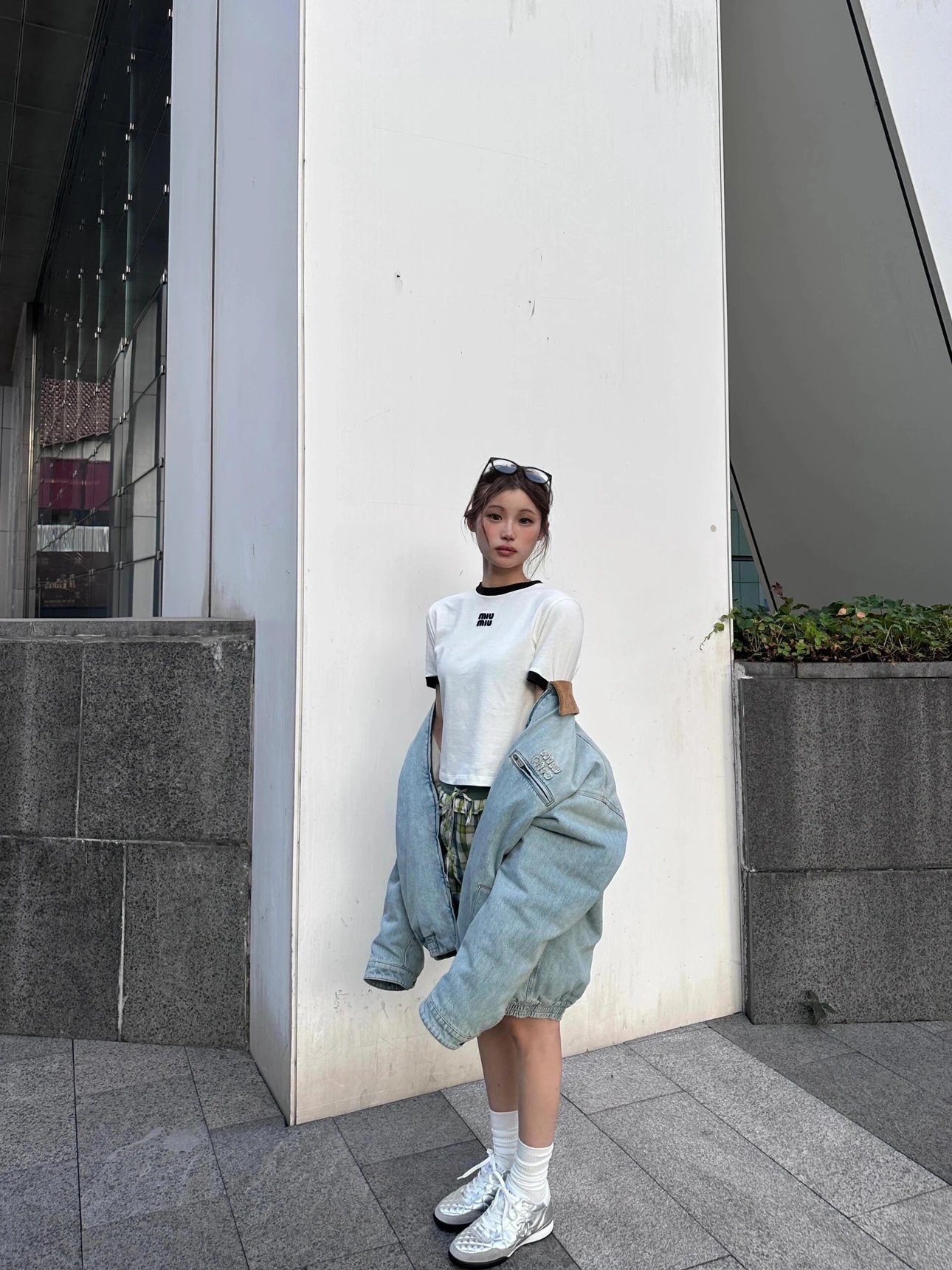 RD-C319 · Sky-Blue Denim Collar Padded Jacket showcase view 6